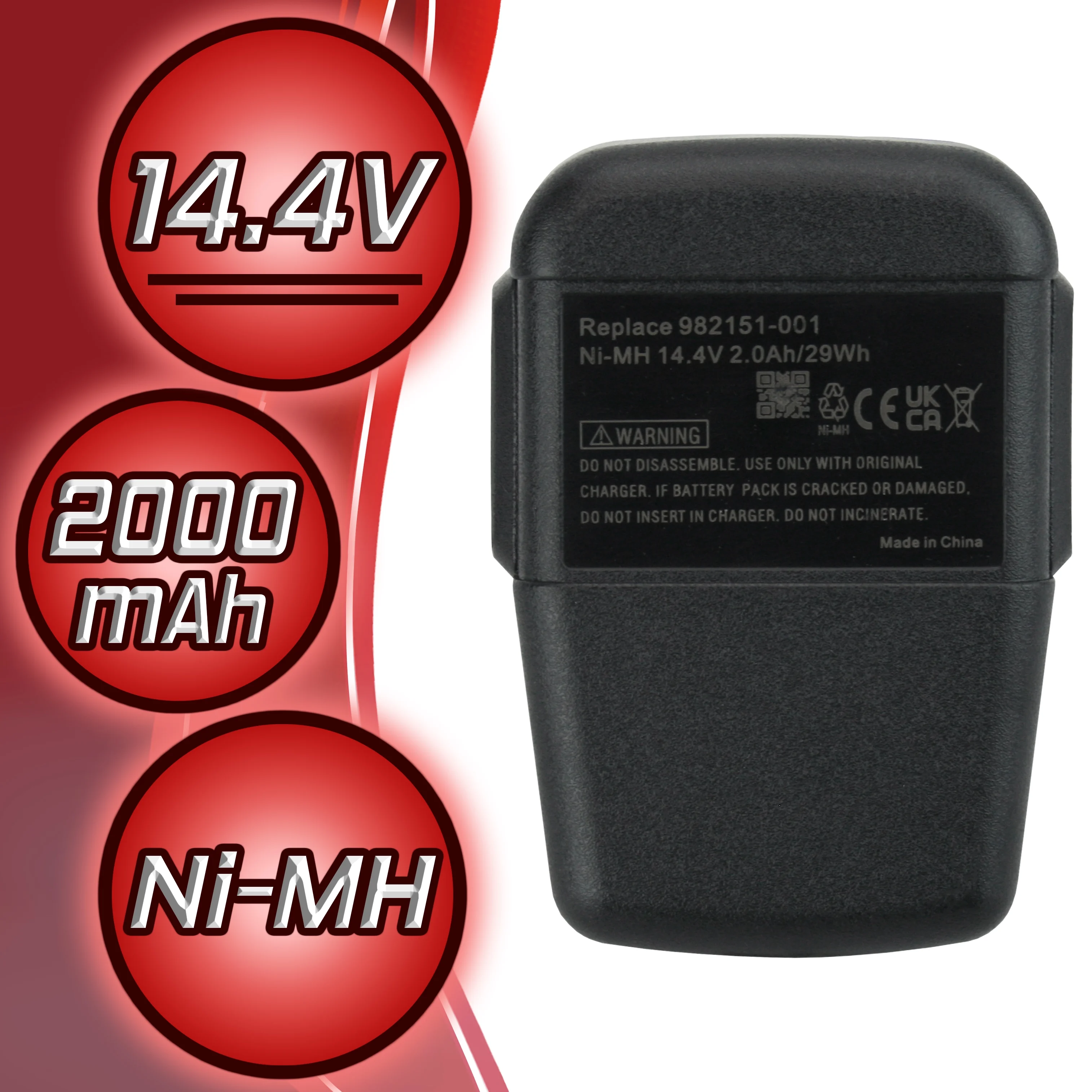 Replace 14.4V Drill Battery For Craftsman 977406-000 2.0Ah Ni-MH by Banshee Brand