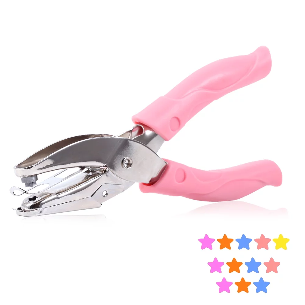 SPEEDWOX Hole Puncher Star Shape 6 Inches with Soft Pink Grip for Craft Paper Single Handheld DIY Hole Punch Tool