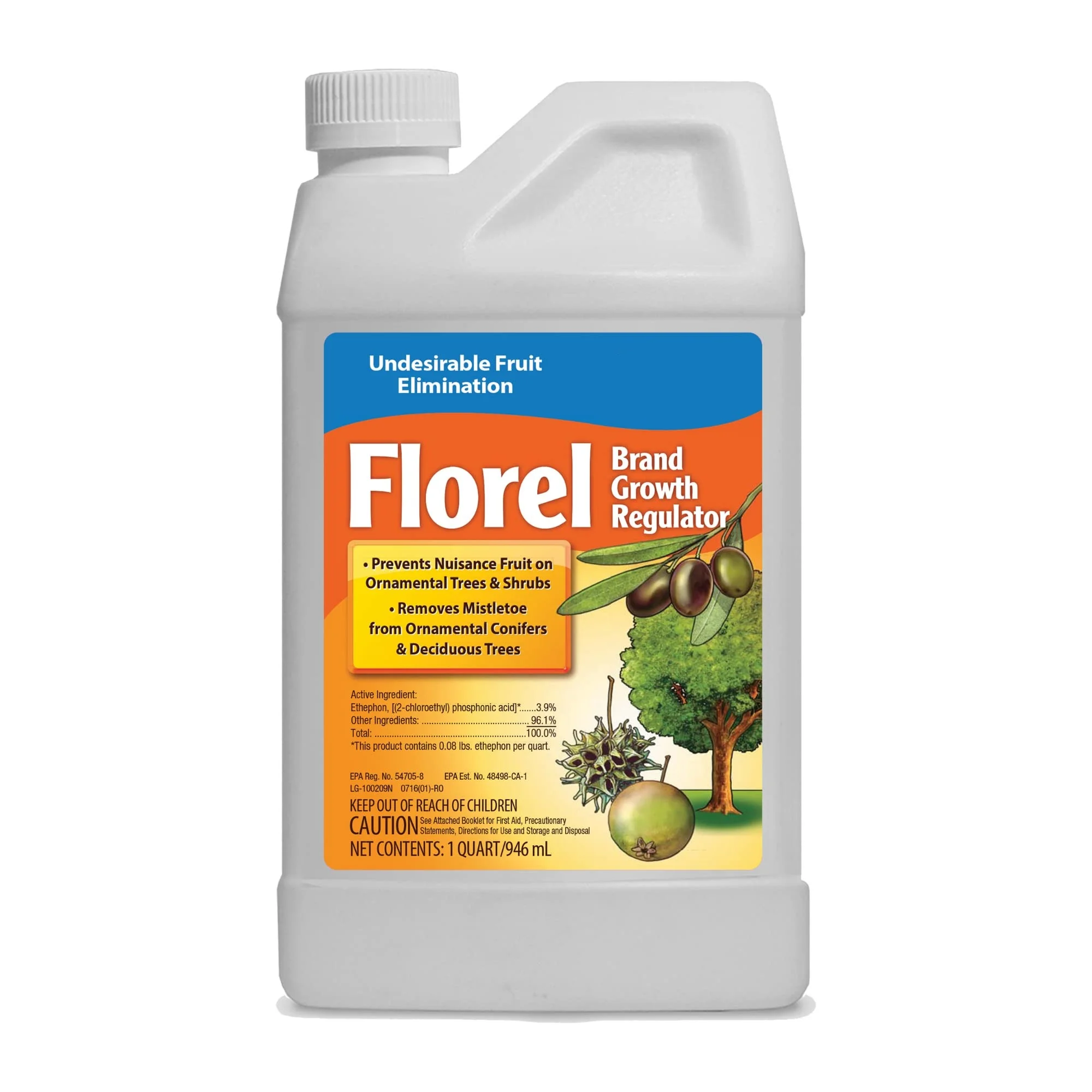 Florel Plant Growth Regulator - Fruit Tree Spray - Florel Fruit Eliminator Spray for Trees - Apply Using Sprayer - 1 Quart