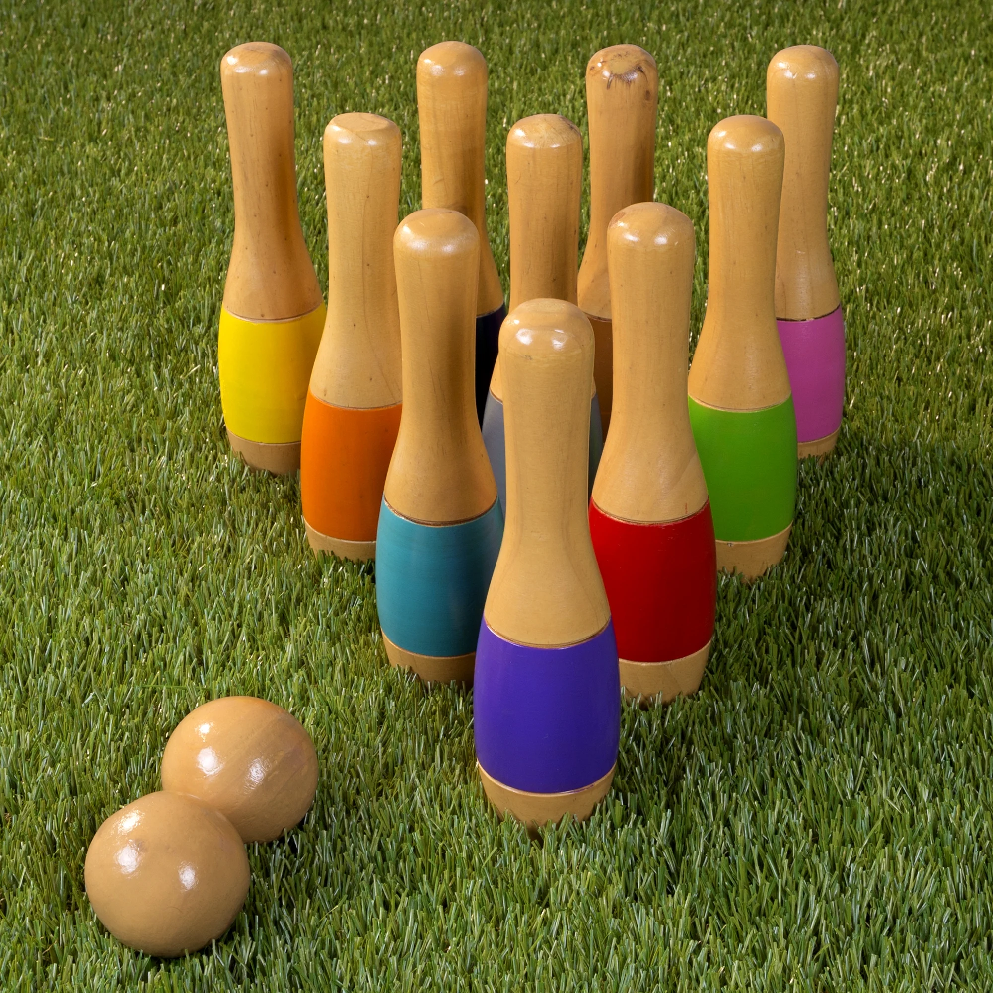 Lawn Bowling Game/Skittle Ball- Indoor and Outdoor Set by Hey! Play! (9.5 Inch)