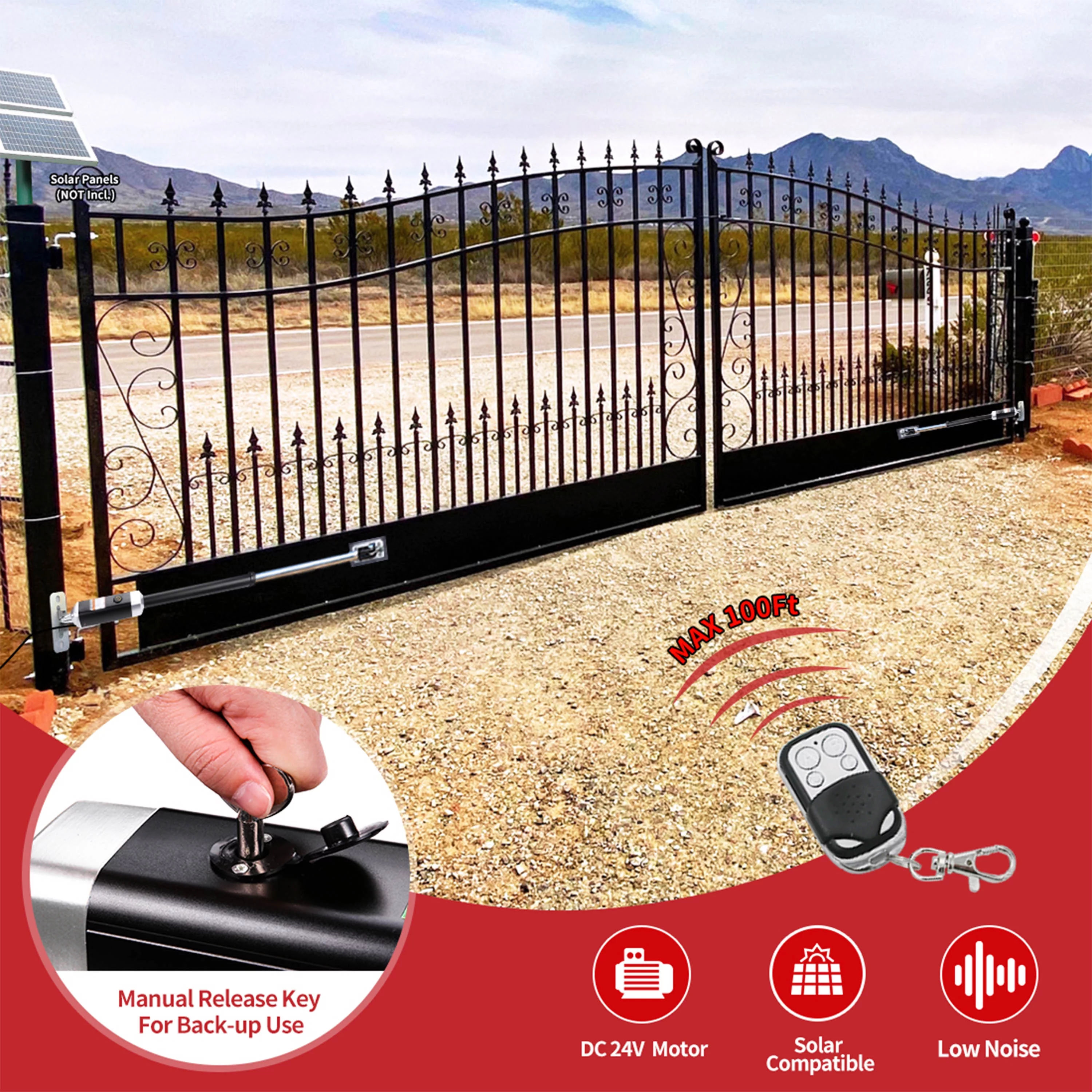 ALEKO Venice Style Dual Swing Steel Driveway Gate 14 ft with ETL Gate Opener
