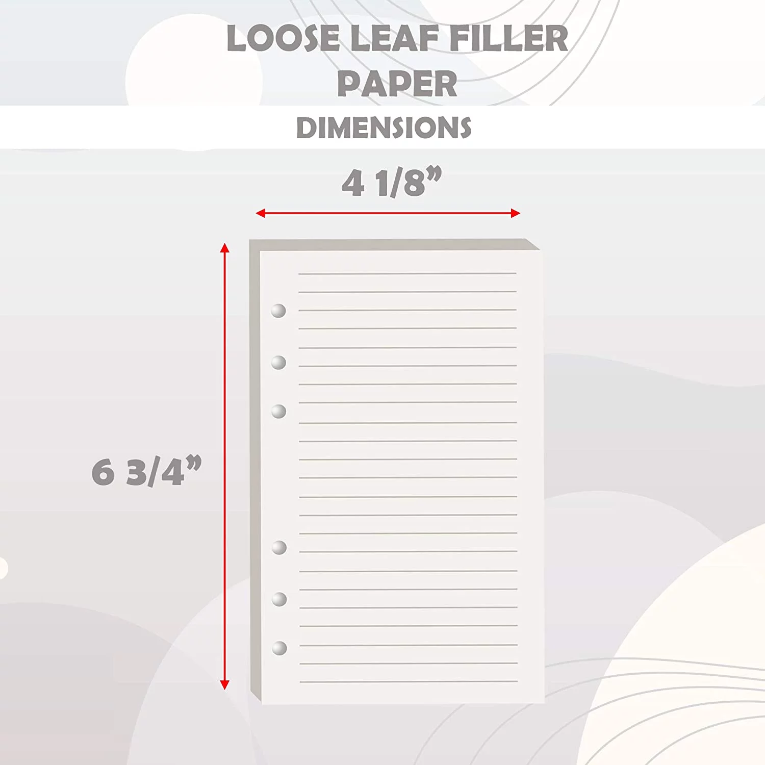 80 Sheets of 6-Ring A6 Refill Paper for Binders Planners, 6 Hole Lined Paper, 6.75