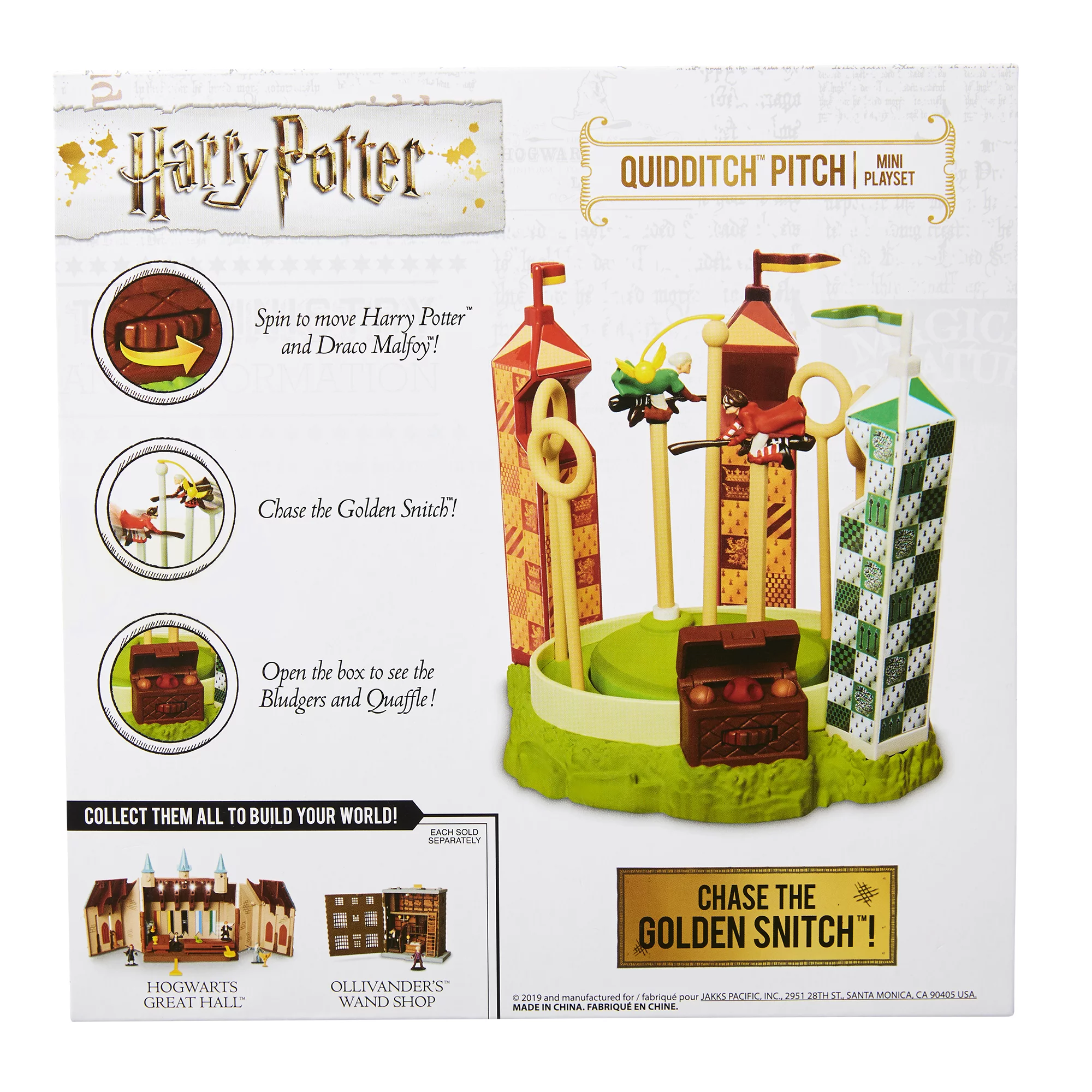 HARRY POTTER Quidditch Pitch Arena Mini Playset, Featuring HP and Draco Malfoy! Chase The Golden Snitch!