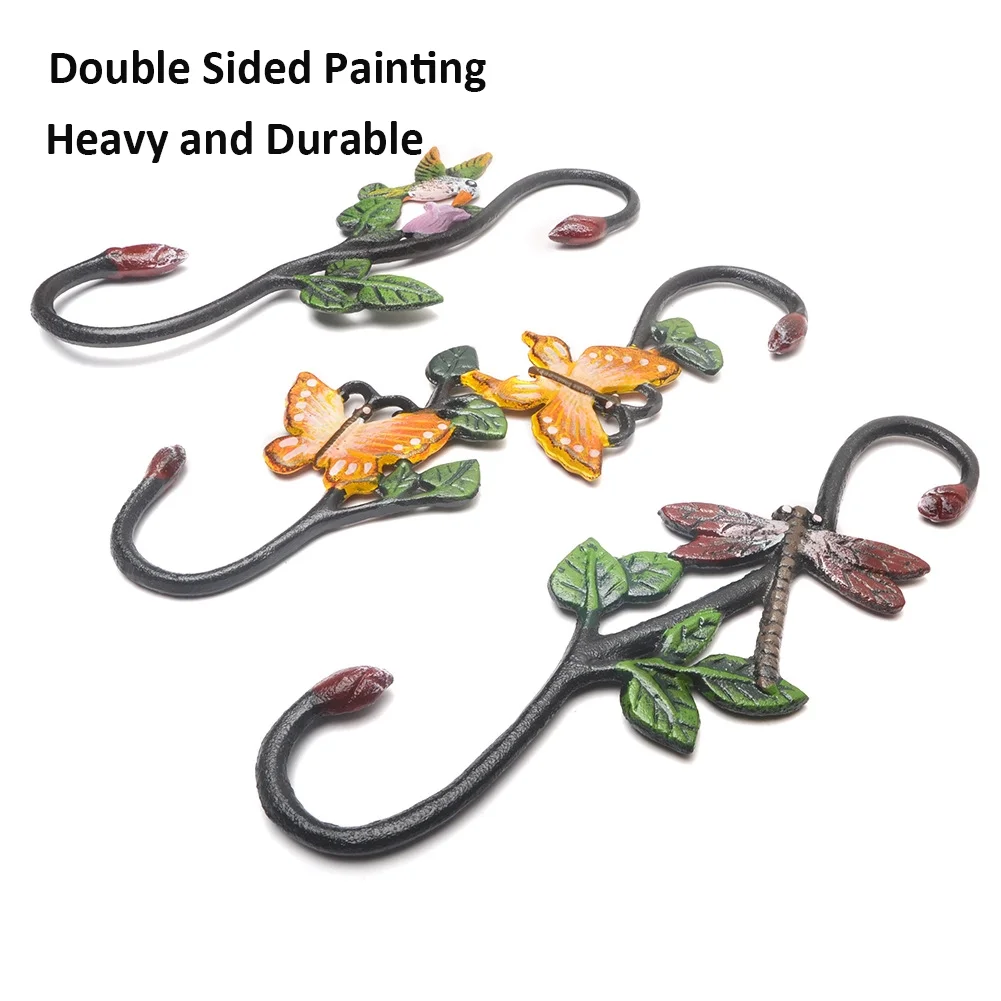 Cast Iron Plant Extension Hanger, Indoor Outdoor Home Garden S Hooks Plant Hanger with Hummingbird for Hanging Plants, Flower Pots Baskets, Macrame Plant Holder, Lantern, Birdfeeder