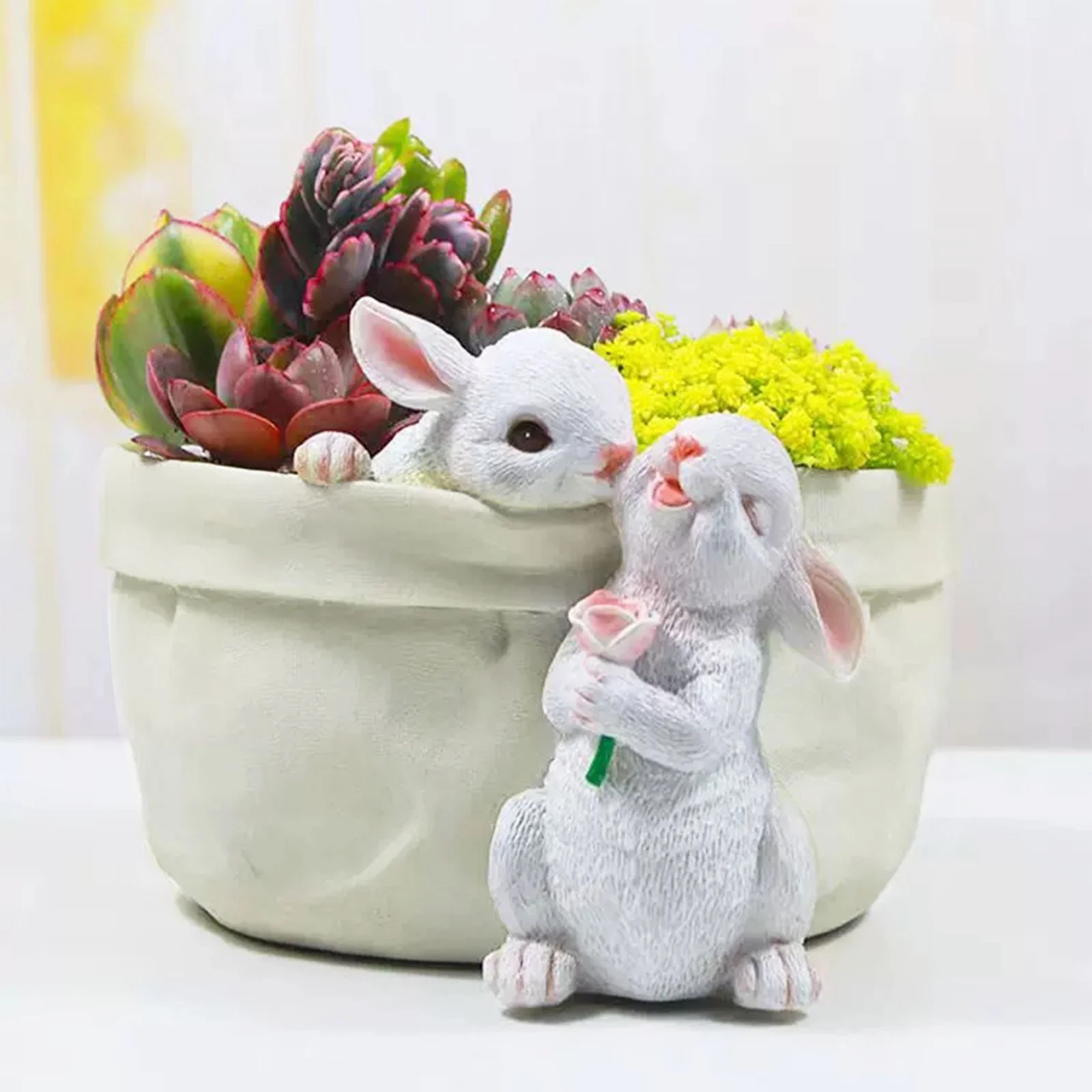 Pocket Bunny Balcony Flowerpot Is Fleshy Cute And Cute Style Empty Garden Decorative Creative Ornaments Potted Indoor Large Garden Potting Benches for Outdoors Valentine Flower Pot round