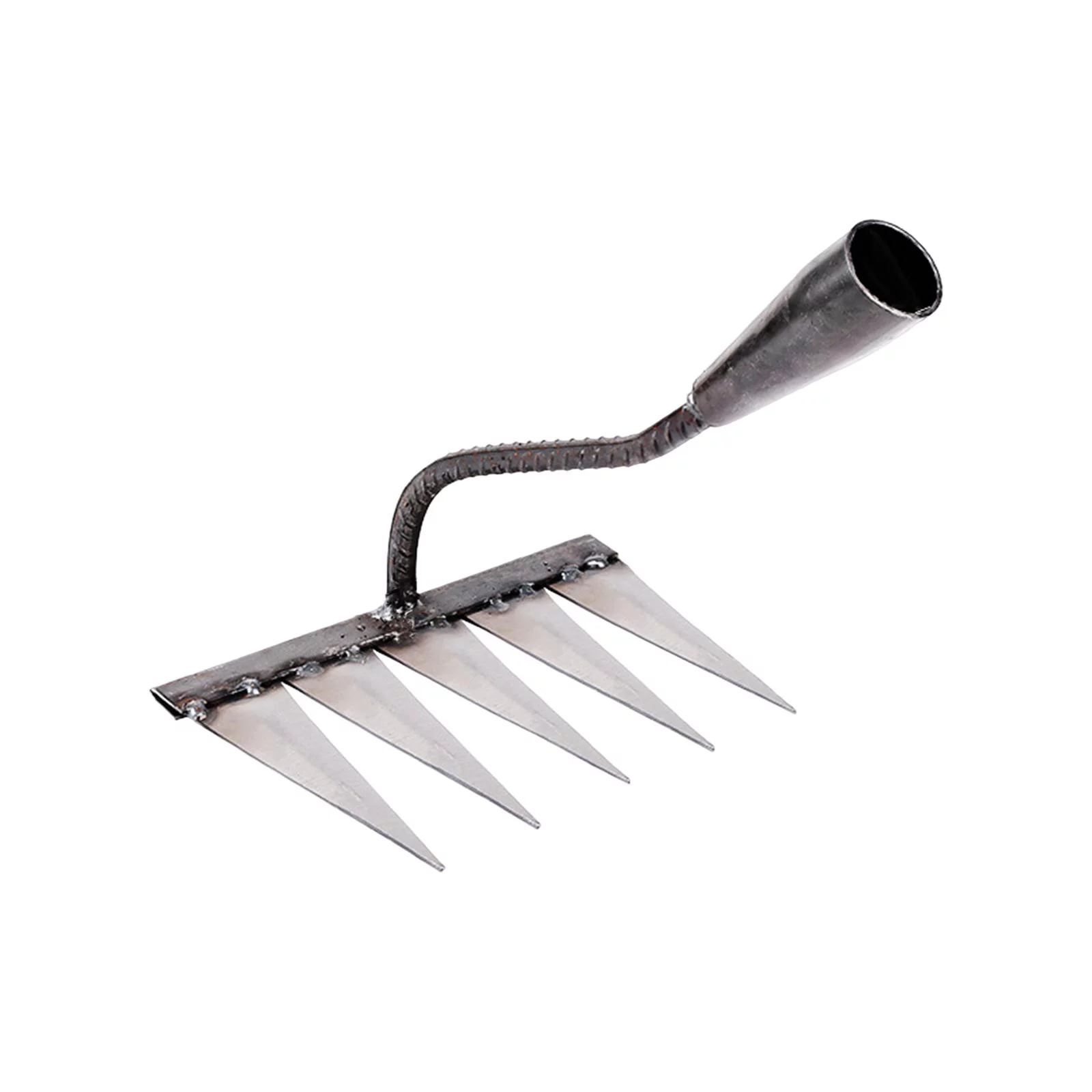 Garden Rake Sharp Tines Rake Durable Rust Resistant Weeding Removal Rake Loosening Soil Rake for Planting Gardening Farm Backyard Mulching with 5 Tines