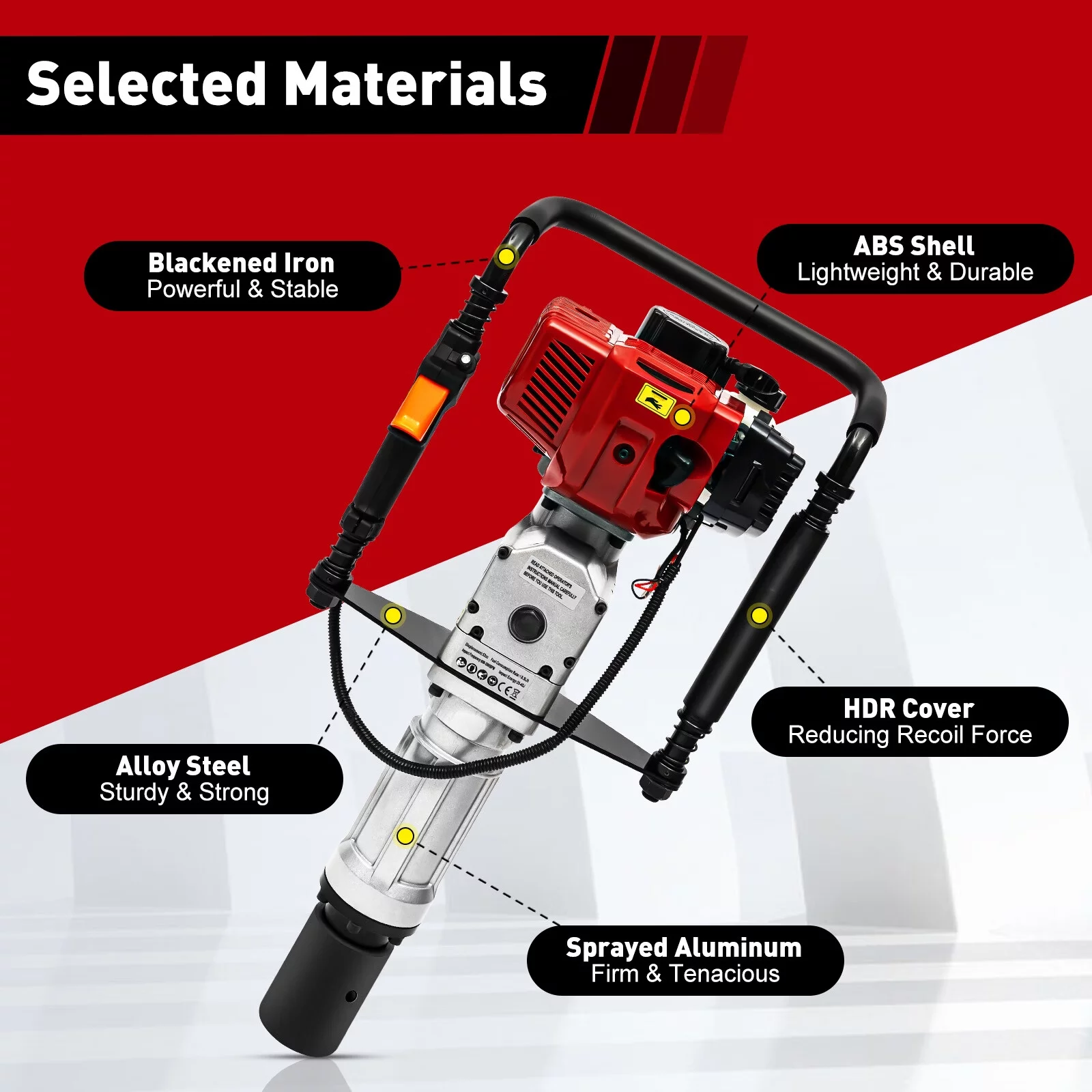 Loyalheartdy 52cc 2 Stroke T Post Driver Piledriver Portable Heavy Duty Fence Gasoline Pile Driver Kit