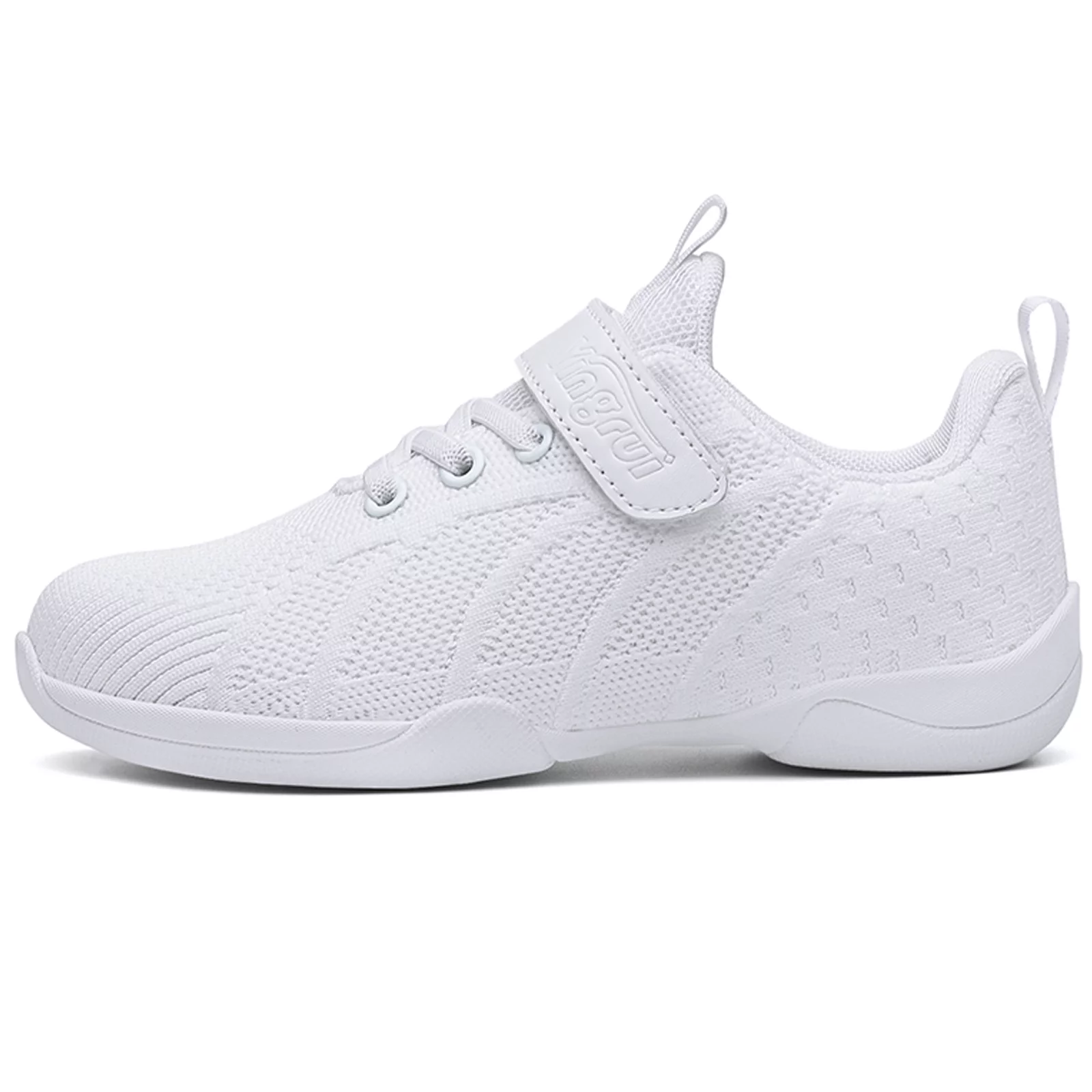 DADAWEN Girls Wihte Cheerleading Shoes Dance Fitness Training Athletic Cheer Sneakers for 13 Little Kid