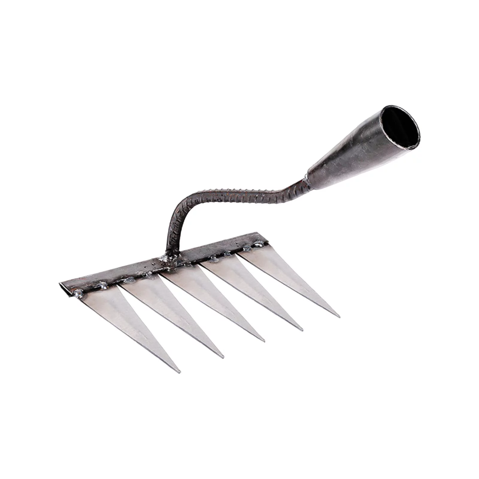 Garden Rake Sharp Tines Rake Durable Rust Resistant Weeding Removal Rake Loosening Soil Rake for Planting Gardening Farm Backyard Mulching with 5 Tines