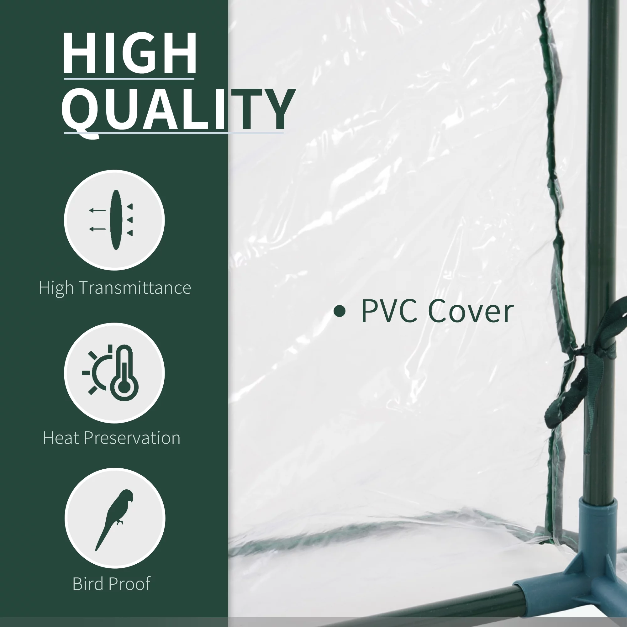 Outsunny Portable Mini Cloche Greenhouse with Zipper Doors, 7' L x 3' W x 2.5' H, Waterproof UV Protected Cover