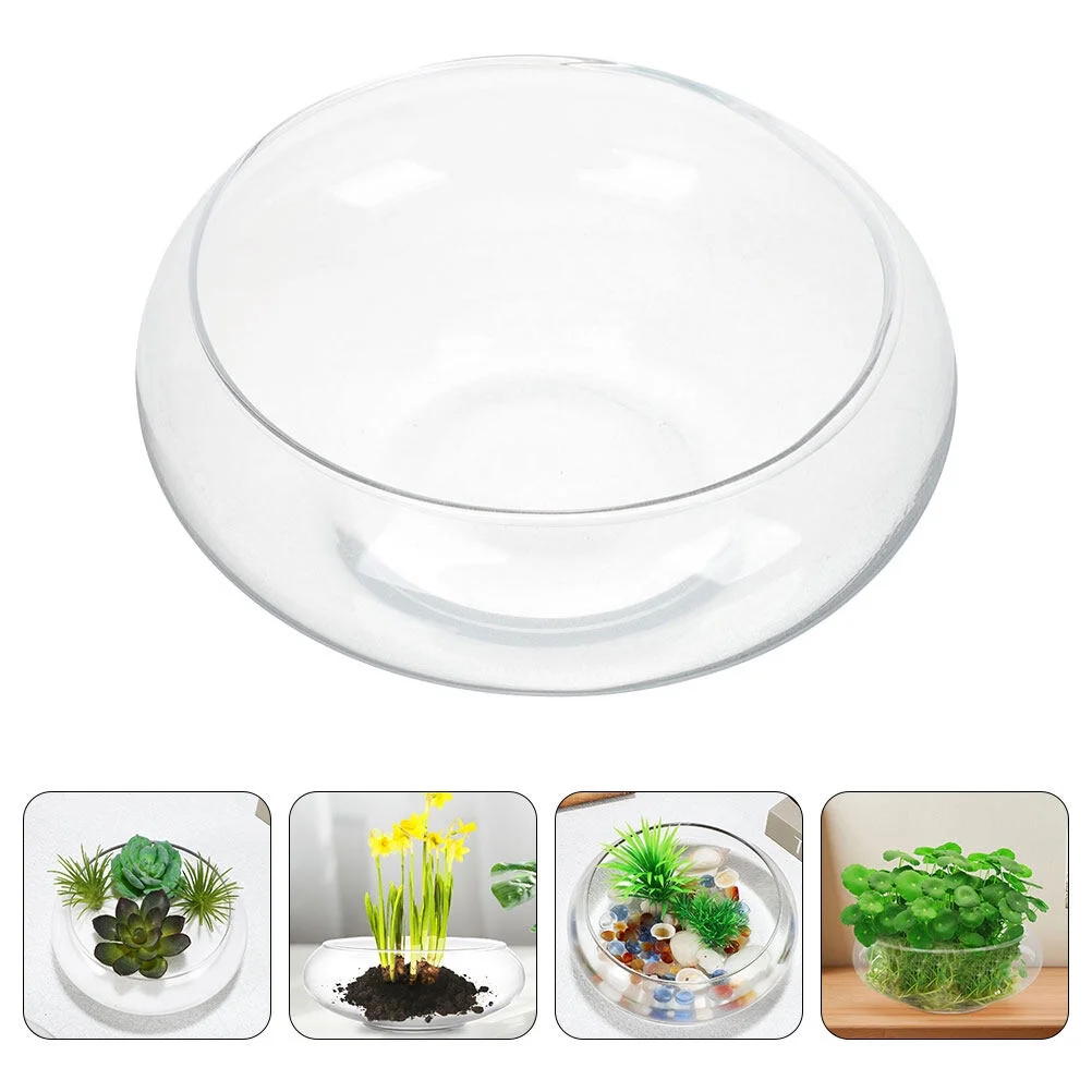 Jibingyi Glass Planter Pot Glass Succulents Pot Small Flowerpot Small Planter Container Clear Fish Bowl