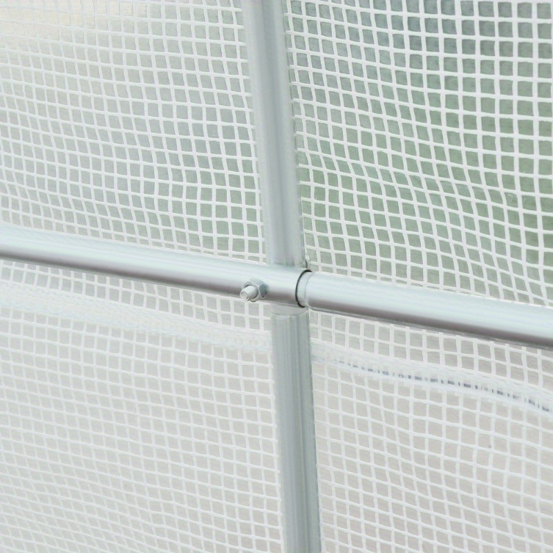 Zateety 15' X 7' X 7' Walk-In Tunnel Greenhouse, Large Garden Hot House Kit with 6 Roll-up Windows & Roll Up Door, Steel Frame, White