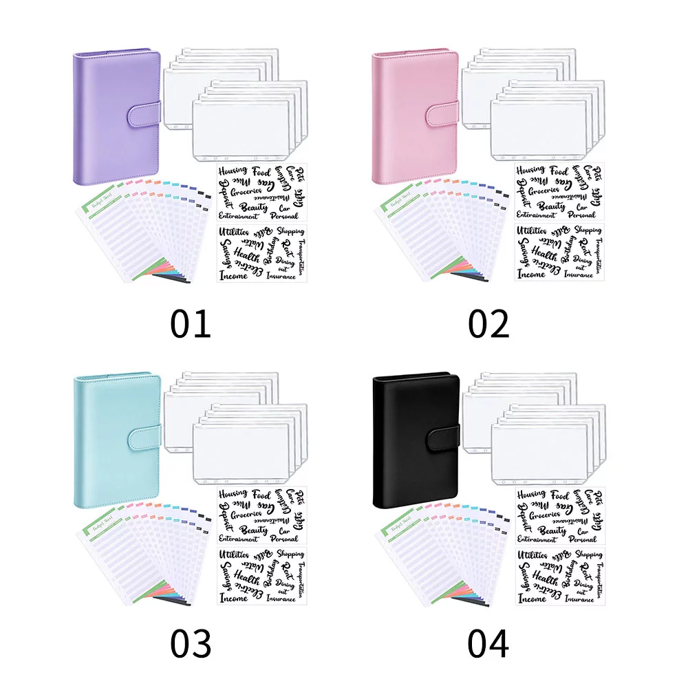 Giugt A6 Notebook Binder Budget Planner Organizer Cover Pockets Cash Wallet PU Leather