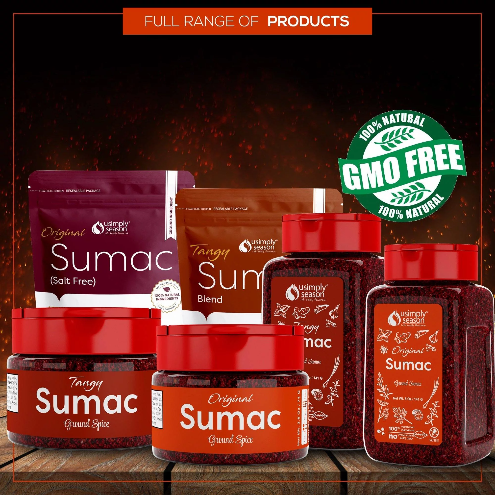 USimplySeason Original Sumac Spice - Lemony Tart Middle Eastern Berry Powder, 5oz