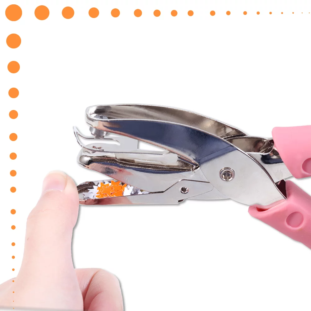 SPEEDWOX Hole Puncher Star Shape 6 Inches with Soft Pink Grip for Craft Paper Single Handheld DIY Hole Punch Tool