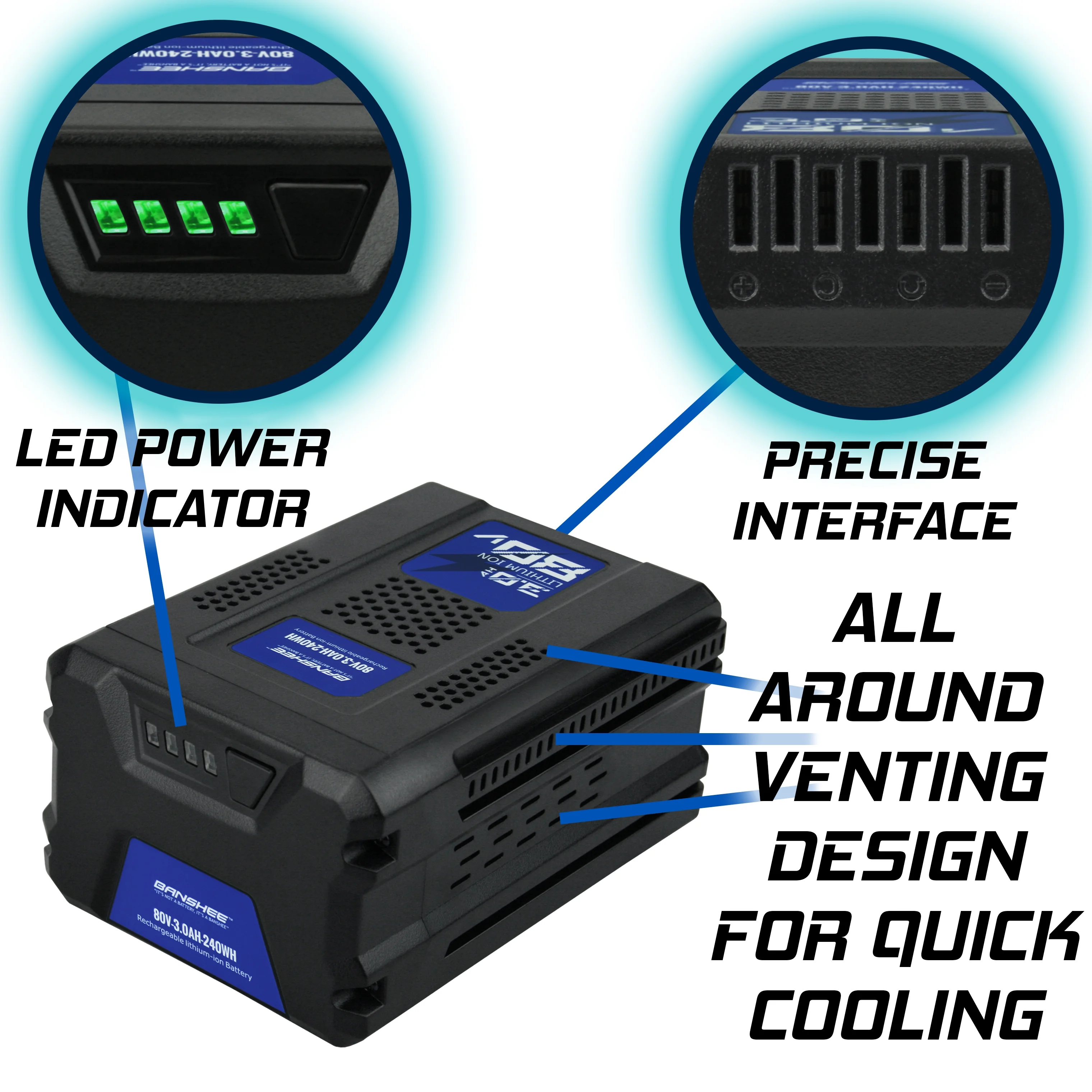3.0 Ah High Capacity Lithium Battery Replacement, Compatible With Kobalt 80V Max: KB2580-06, KB580-06, KB680-06, KB280-06