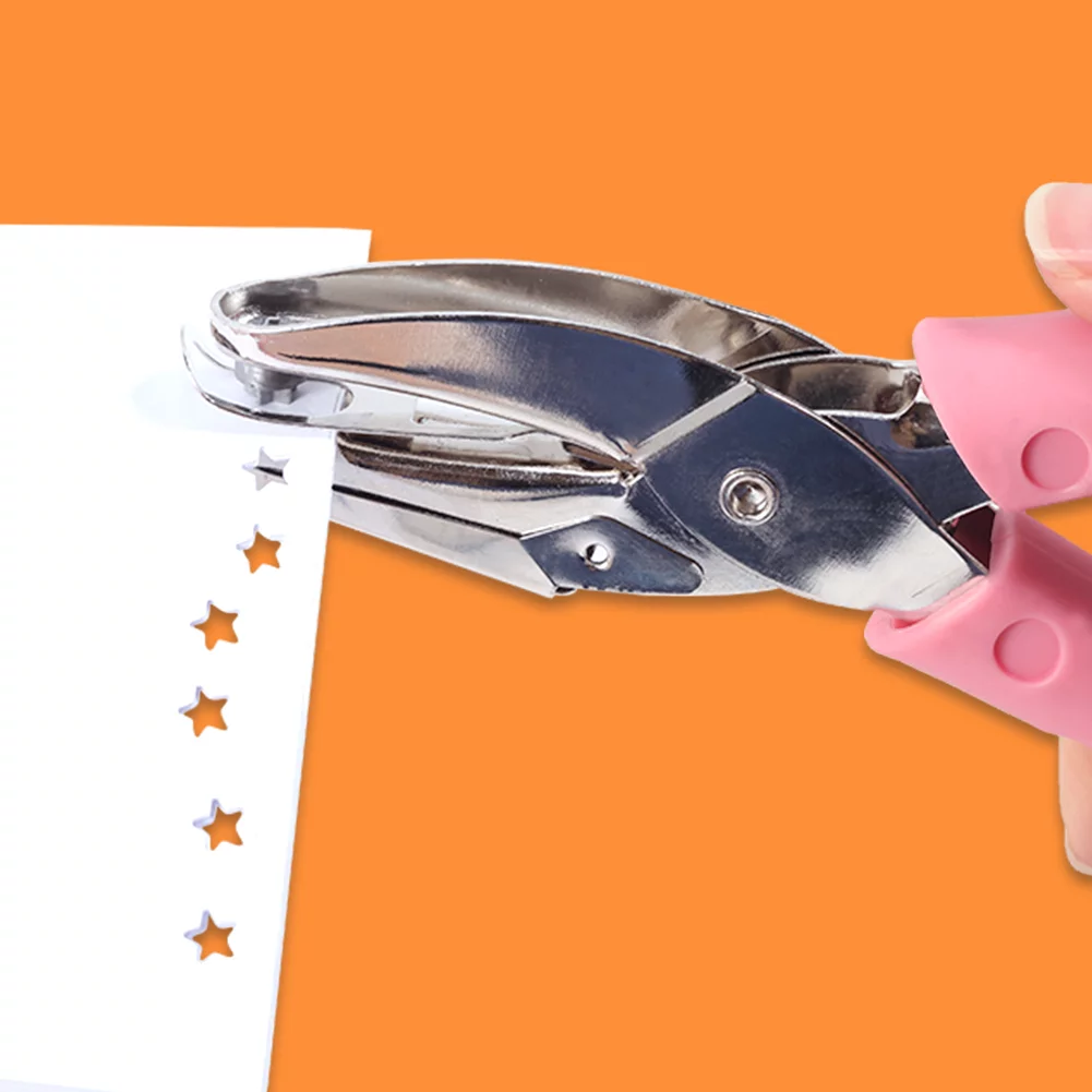 SPEEDWOX Hole Puncher Star Shape 6 Inches with Soft Pink Grip for Craft Paper Single Handheld DIY Hole Punch Tool