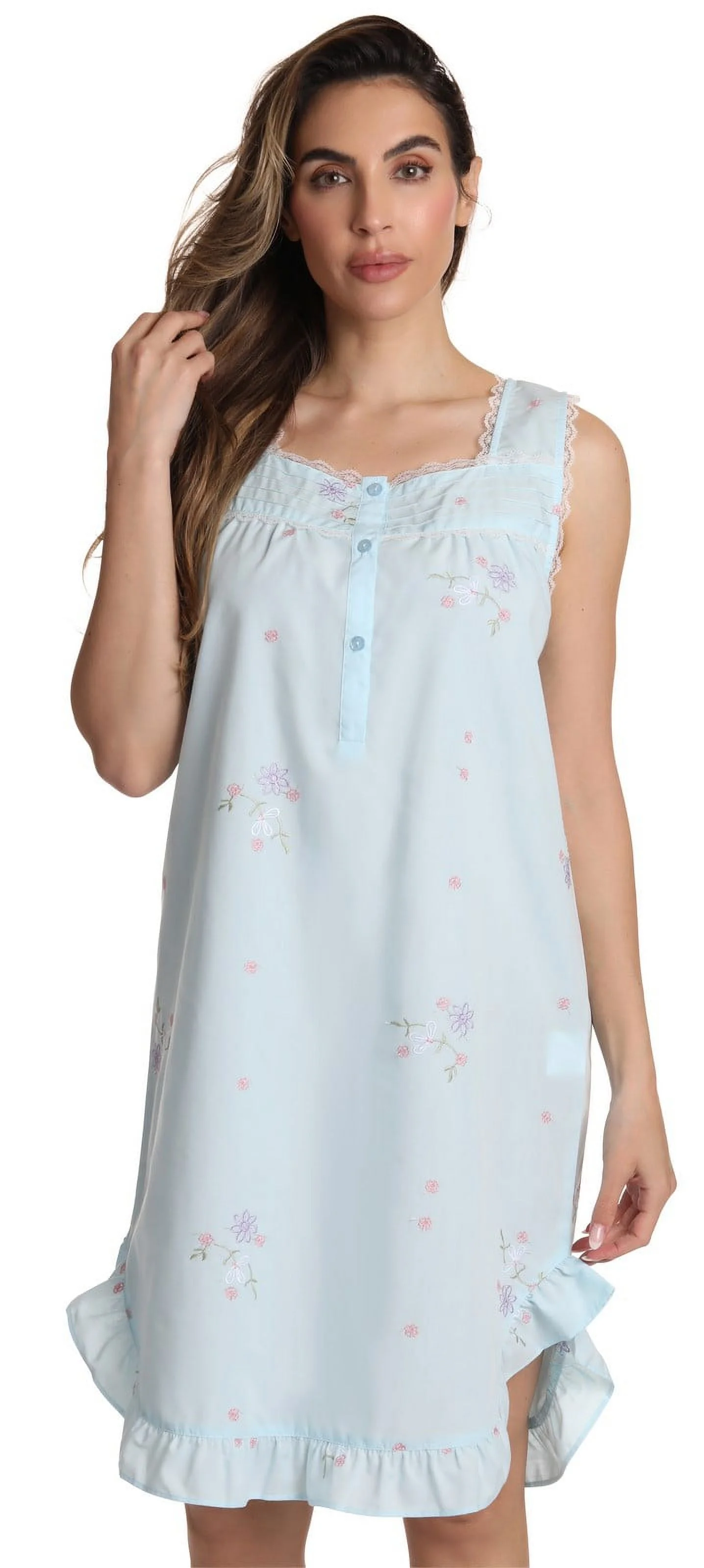 Dreamcrest Sleeveless Seersucker Gowns 6512-BLU-S