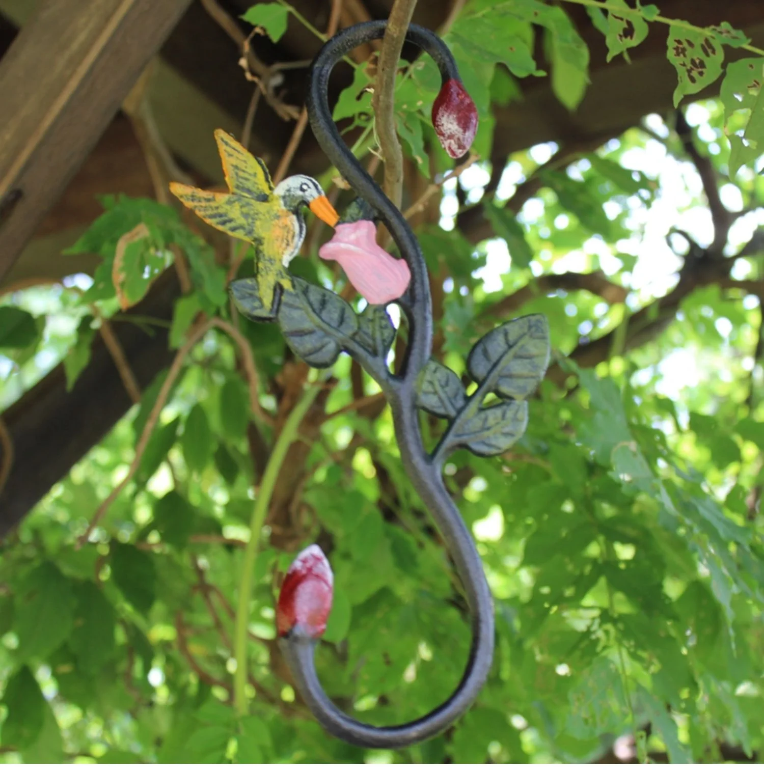 Cast Iron Plant Extension Hanger, Indoor Outdoor Home Garden S Hooks Plant Hanger with Hummingbird for Hanging Plants, Flower Pots Baskets, Macrame Plant Holder, Lantern, Birdfeeder