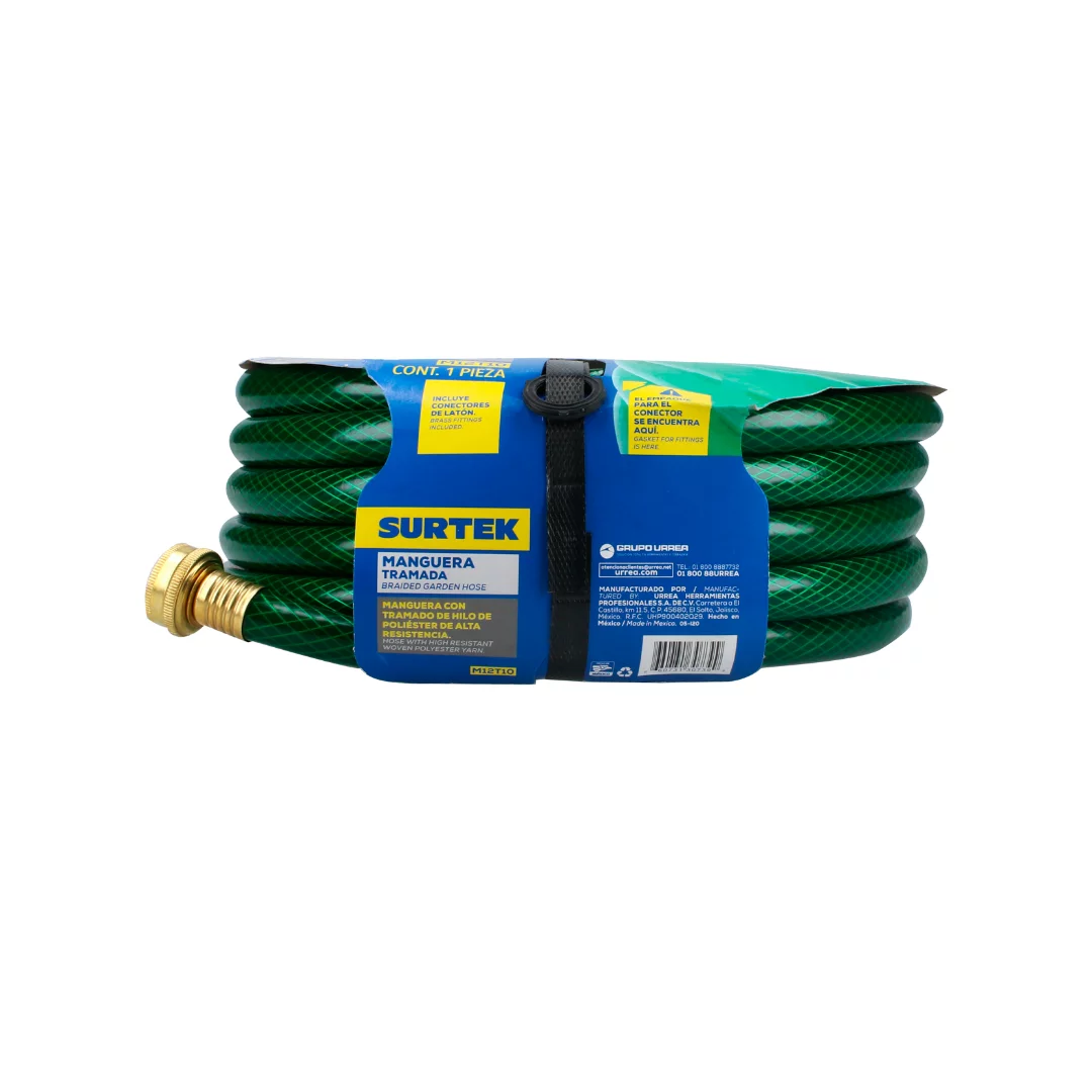 Surtek Green Woven Garden Hose, Braided Reinforced, 1/2