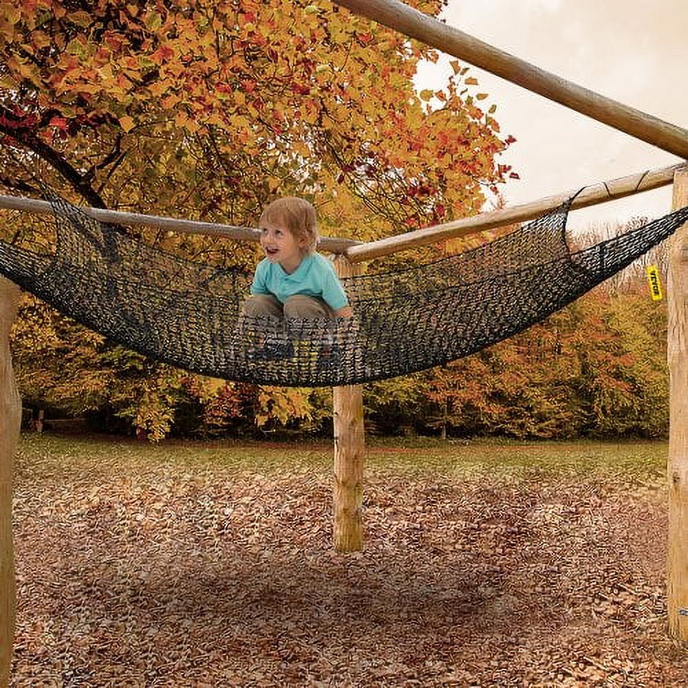 VEVOR Climbing Cargo Net, 14.8 x 14.8 ft Playground Climbing Cargo Net, Polyester Double Layers Cargo Net Climbing Outdoor w500lbs Weight Capacity, Rope Bridge Net for Tree House, Monkey Bar, Black