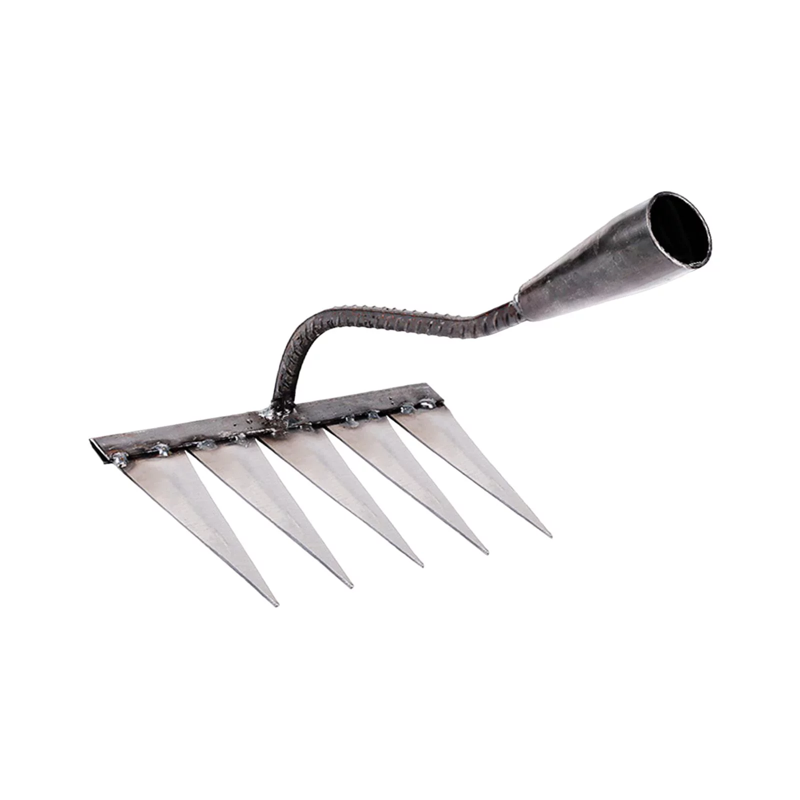 Garden Rake Sharp Tines Rake Durable Rust Resistant Weeding Removal Rake Loosening Soil Rake for Planting Gardening Farm Backyard Mulching with 5 Tines