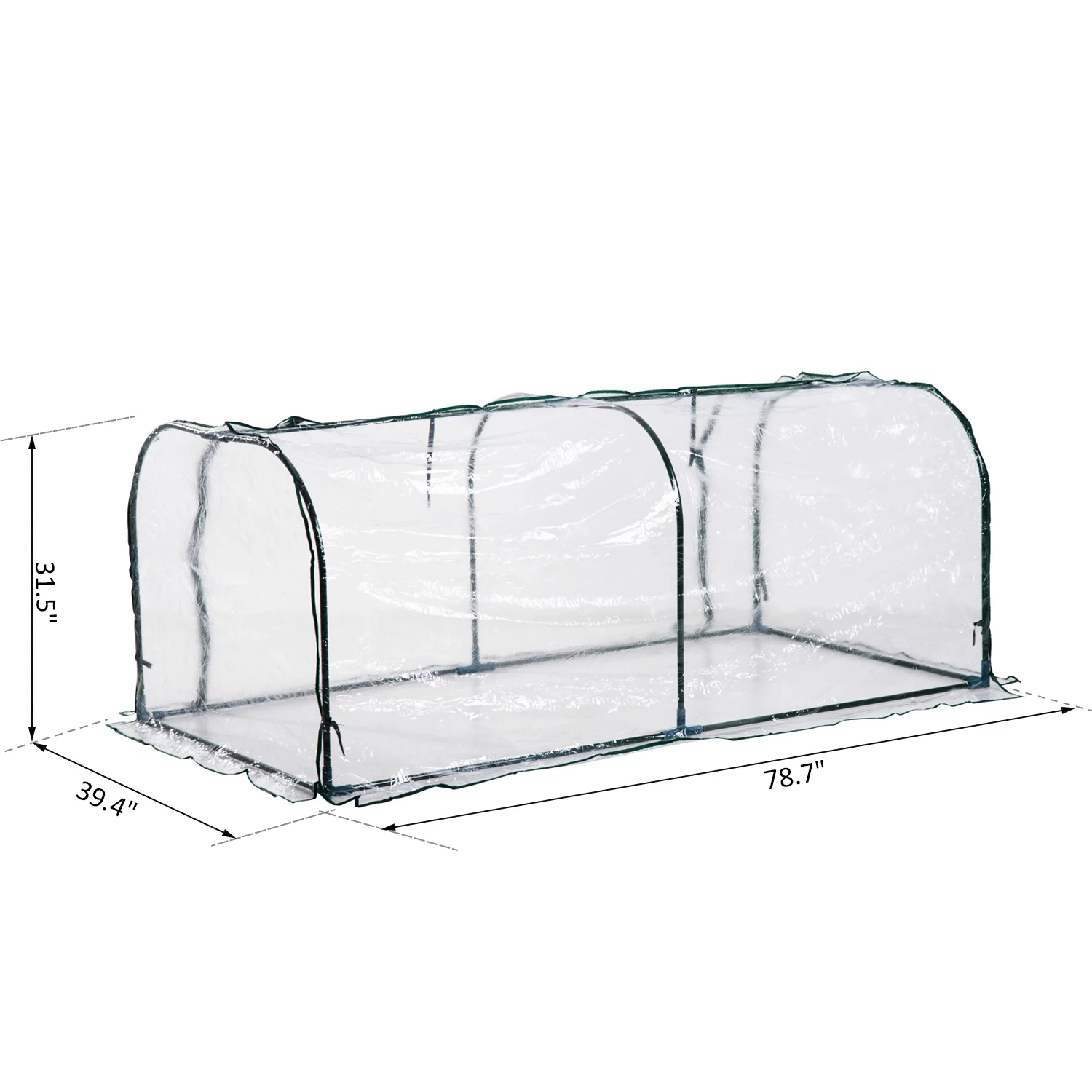 Outsunny Portable Mini Cloche Greenhouse with Zipper Doors, 7' L x 3' W x 2.5' H, Waterproof UV Protected Cover