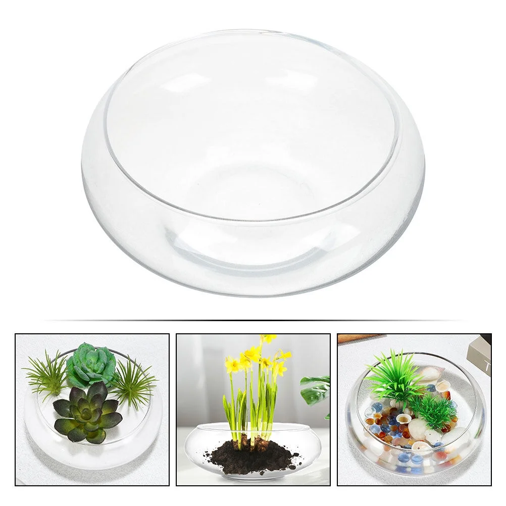 Jibingyi Glass Planter Pot Glass Succulents Pot Small Flowerpot Small Planter Container Clear Fish Bowl