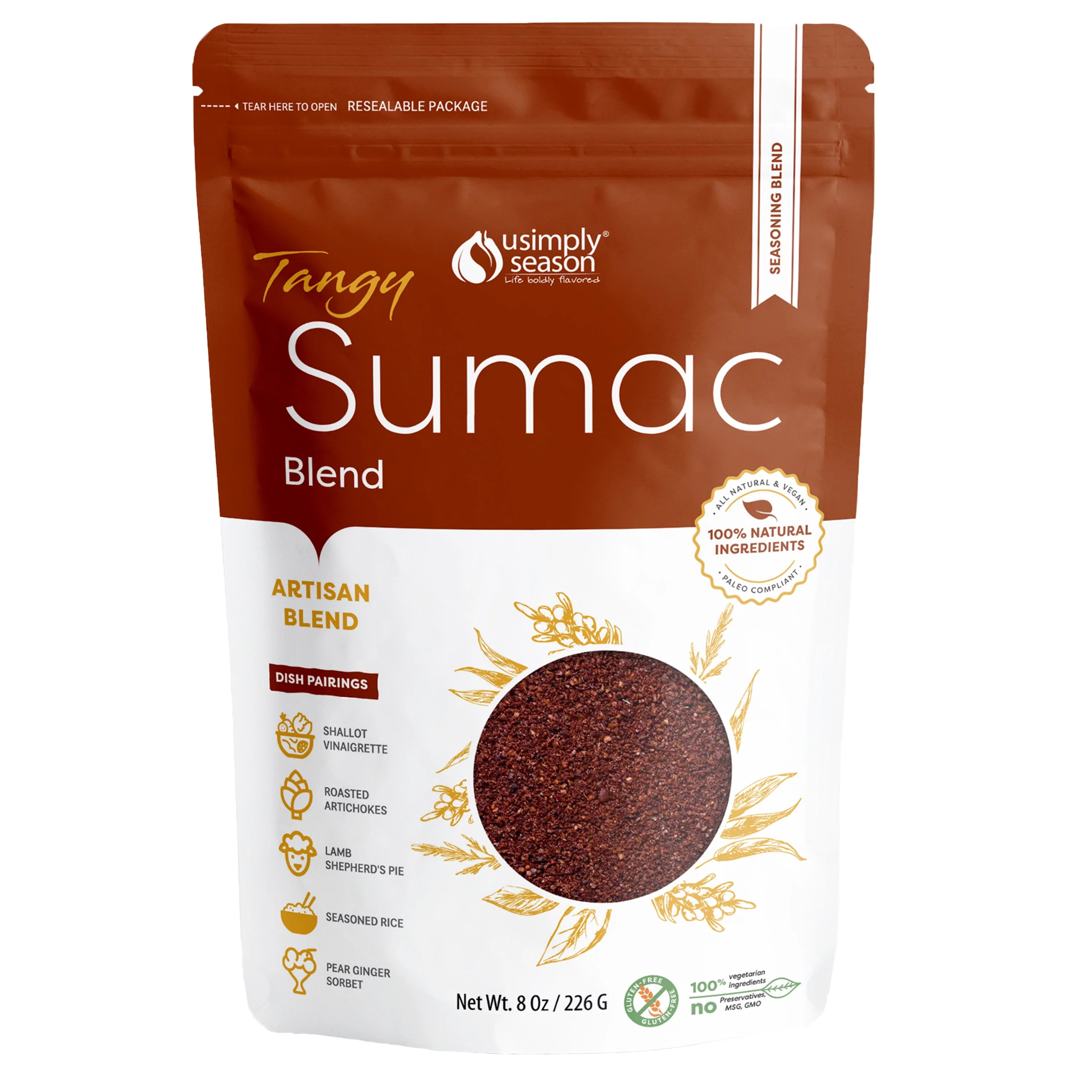 USimplySeason Original Sumac Spice - Lemony Tart Middle Eastern Berry Powder, 5oz
