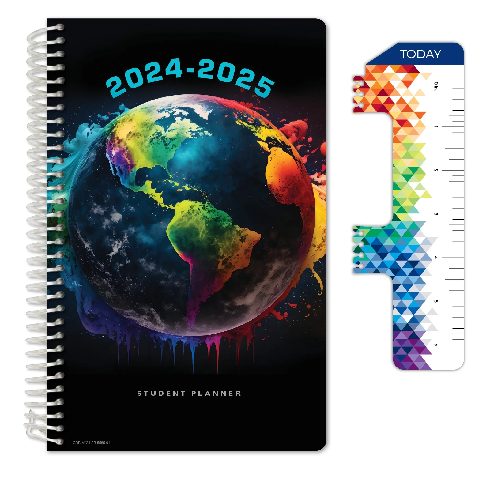 Global Datebooks Dated Middle or High School Secondary Student Planner for Academic Year 2024-2025 Includes Ruler/Bookmark and Planning Stickers (Block Style - 5.5