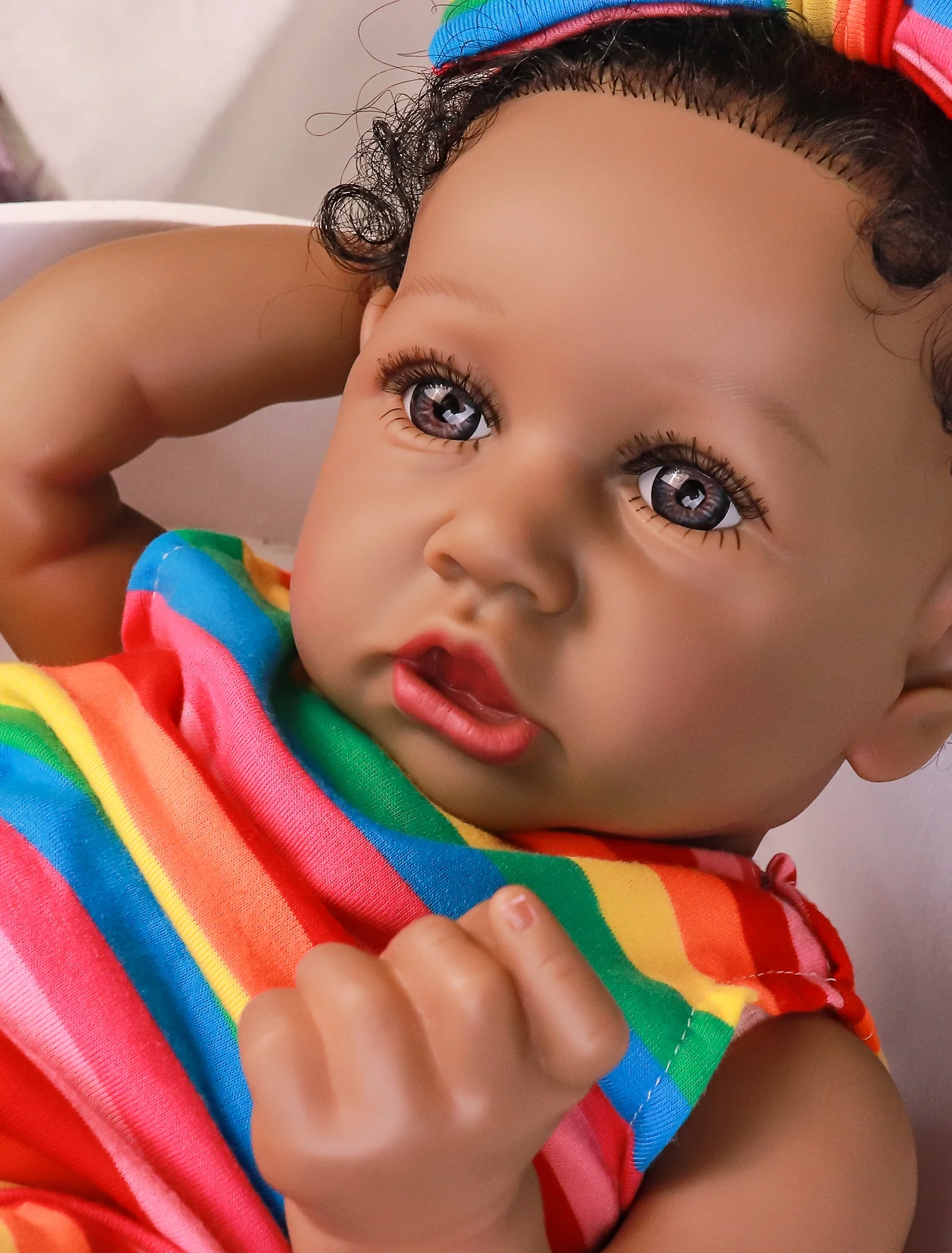 Takanini Newborn Baby Dolls African American Silicone Limbs Realistic Baby Doll with Soft Body Birthday Gift