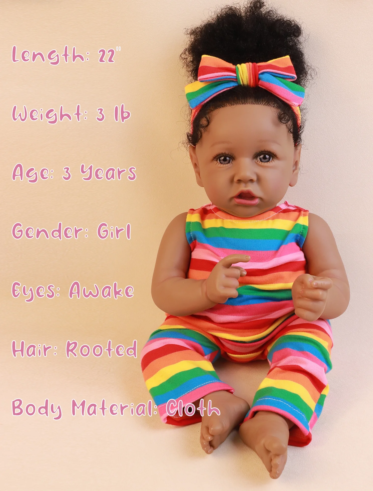 Takanini Newborn Baby Dolls African American Silicone Limbs Realistic Baby Doll with Soft Body Birthday Gift