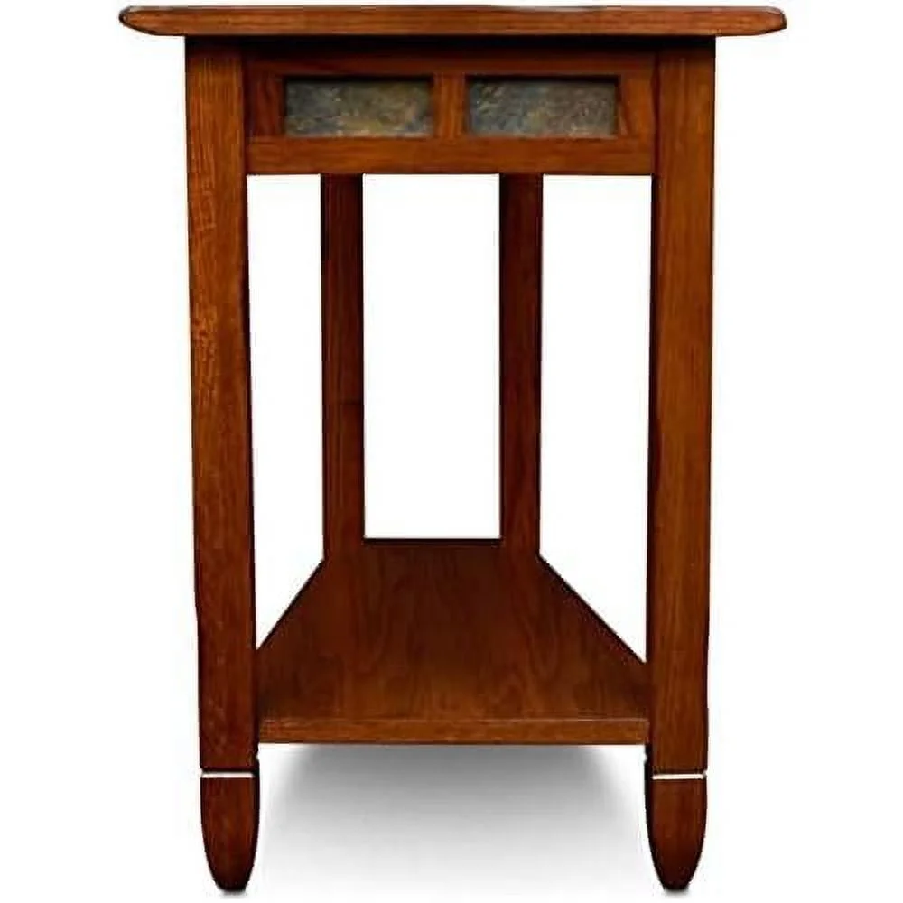 Recliner Wedge End Table In Rustic Oak
