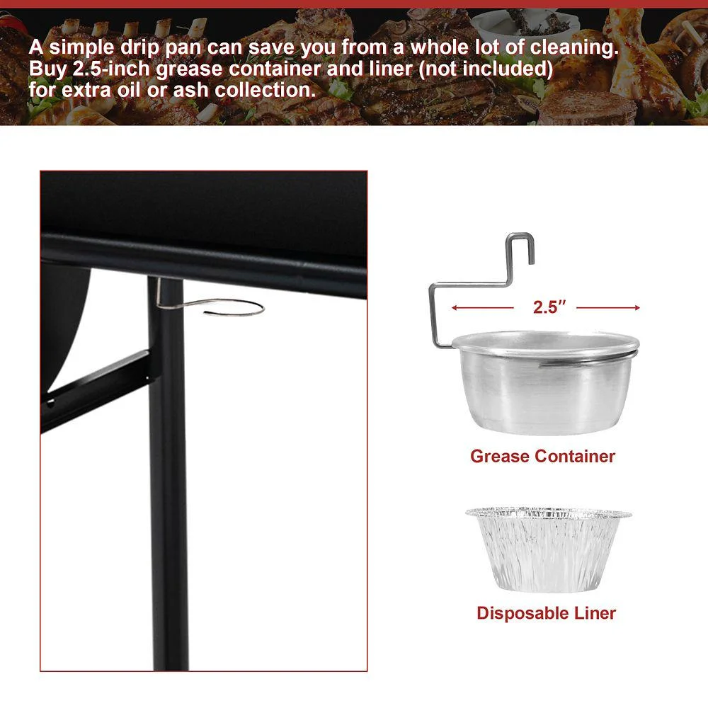 Royal Gourmet 30 in. Barrel Charcoal Grill with Offset Smoker and Bottom Shelf, 811 sq. in., Outdoor and Backyard Parties, CC1830M