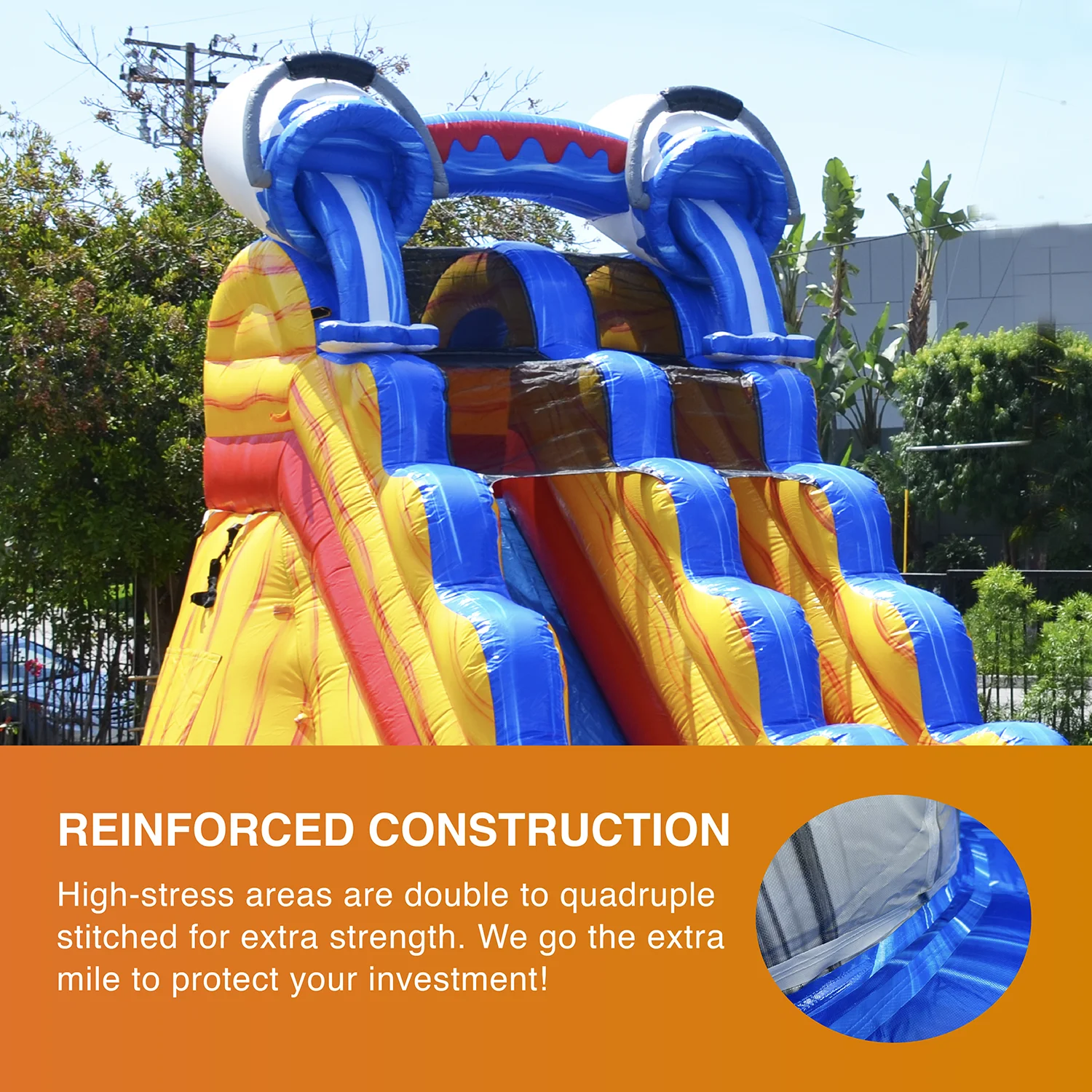 JumpOrange Splash Outdoor Commercial Grade Inflatable Water Slide with Pool for Kids and Adults with Blower