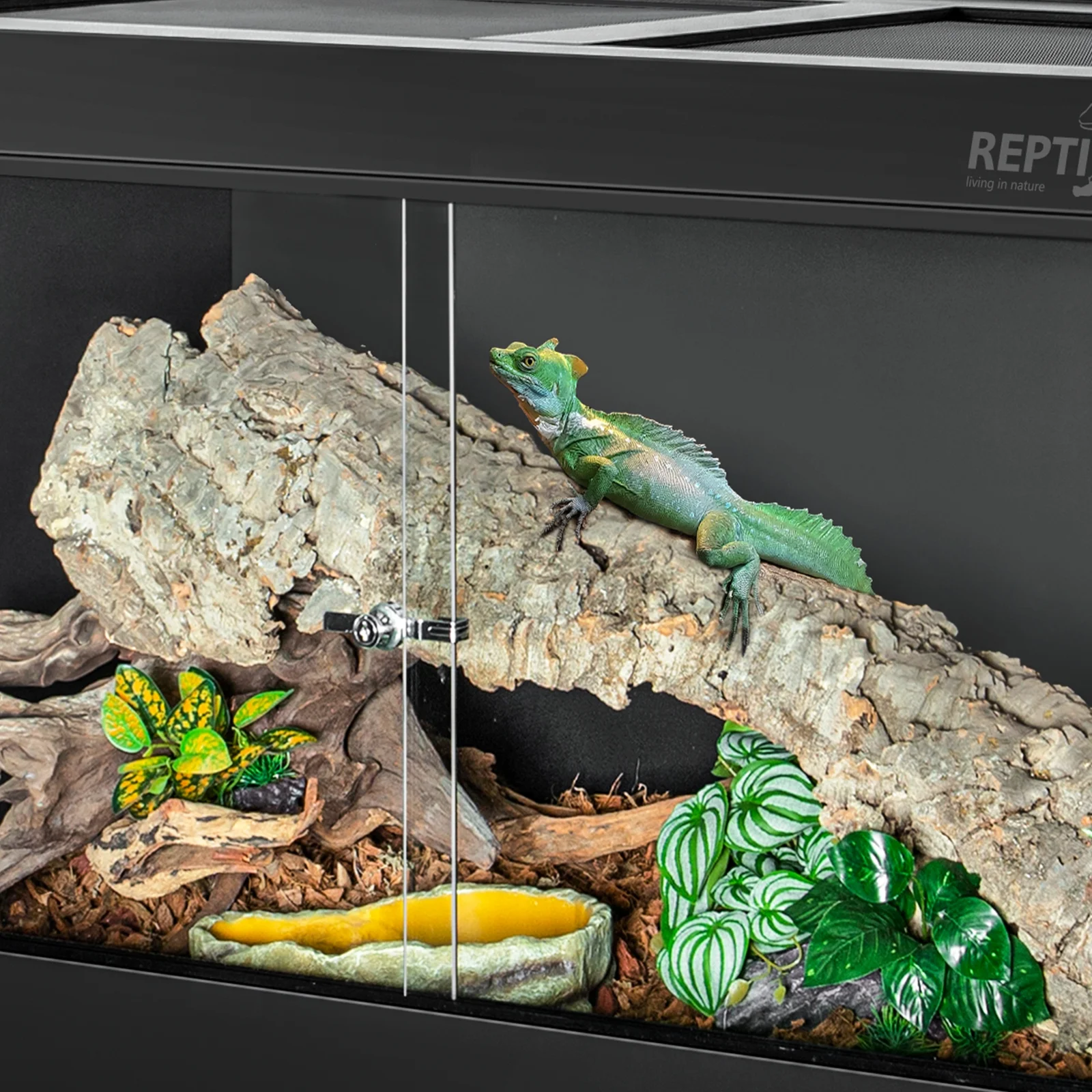 REPTIZOO 120 Gallon PVC Reptile Enclosure, 48x24x24 Large Reptile Terrariums Tanks with Glass Sliding Door