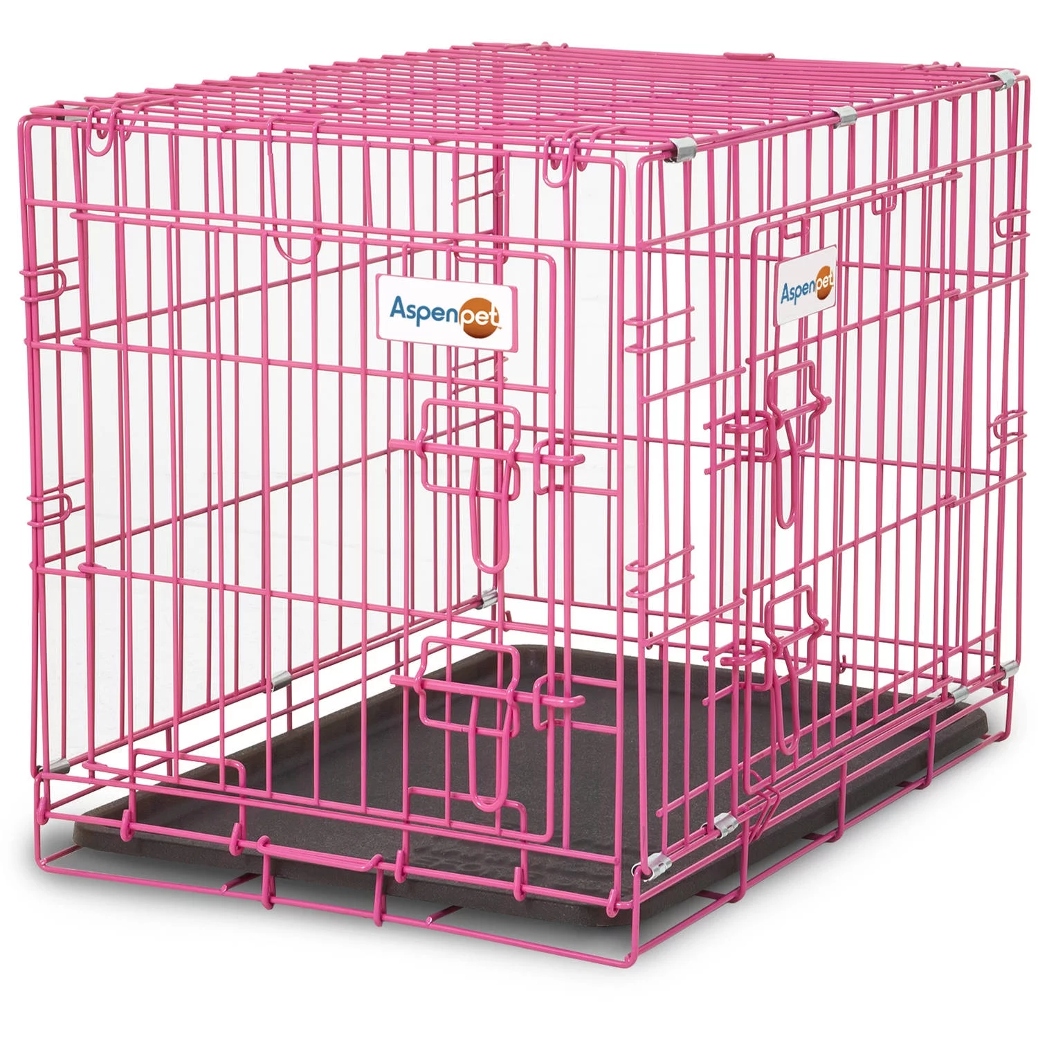 ASPENPET Doskocil Metal Puppy Crate, Pink, Small, 24