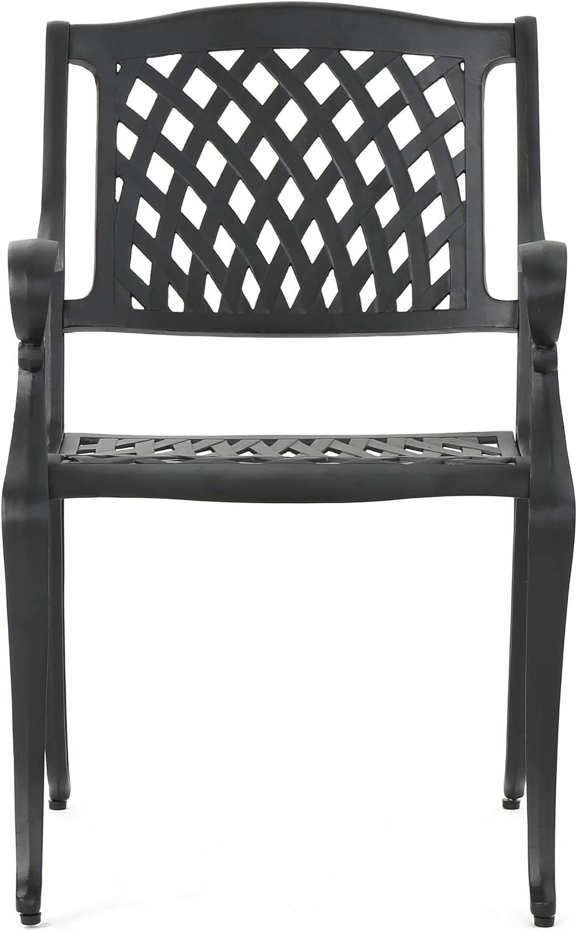 Hallandale Outdoor Cast Aluminum Chairs, 2-Pcs Set, Antique Matte Black