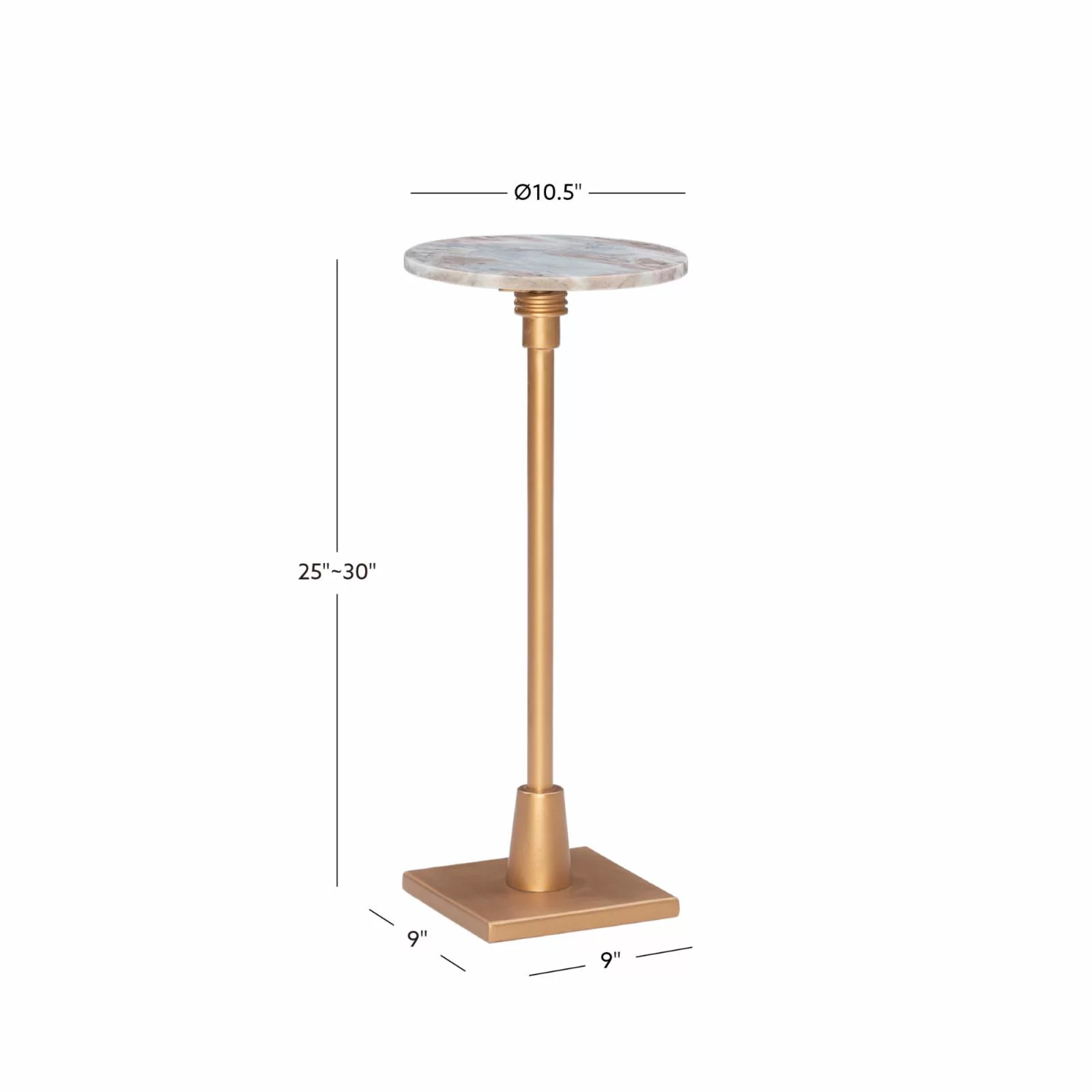 Powell Amyn Round Adjustable Height Drink Table - Gold with Sandy Marble Top
