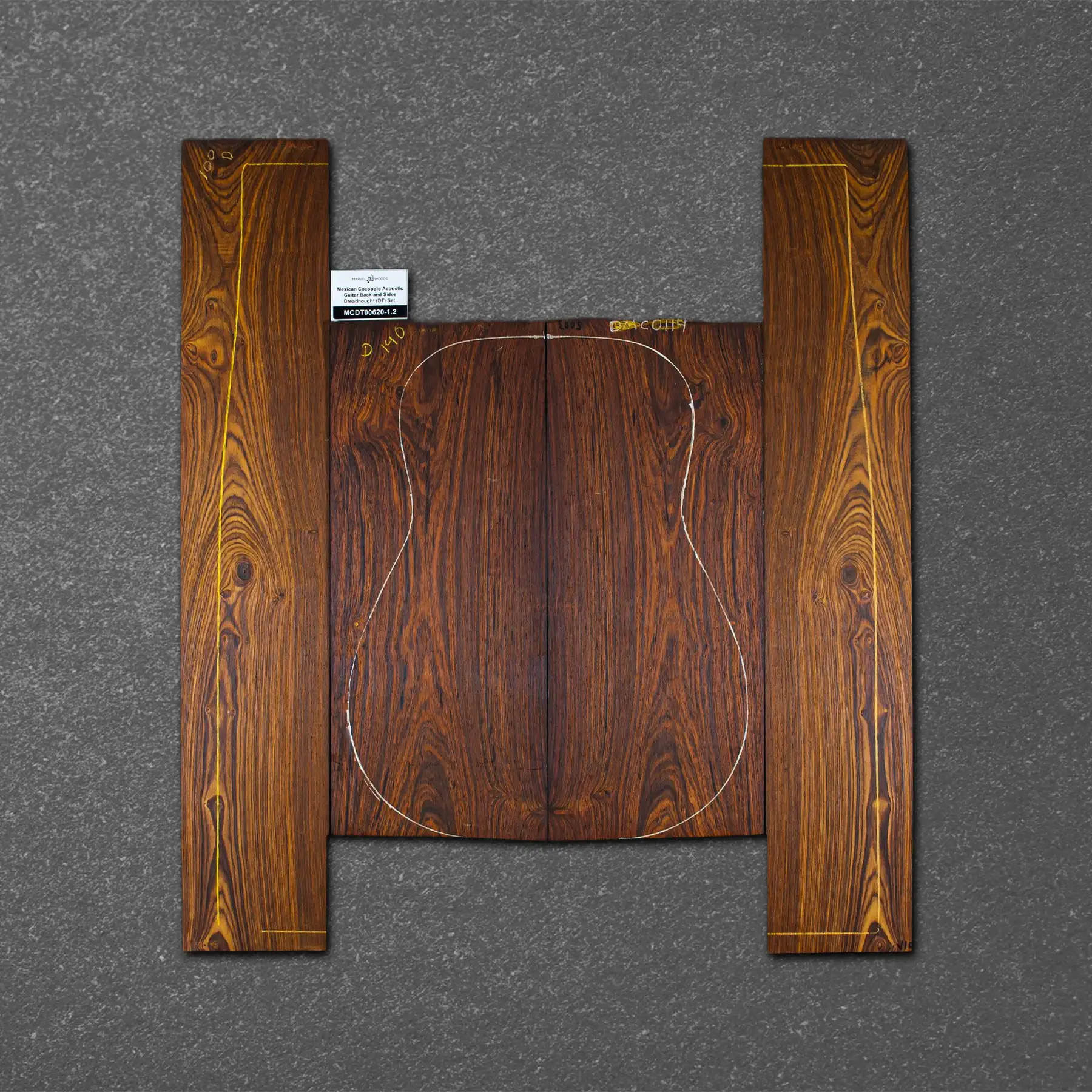 Mexican Cocobolo Acoustic Guitar Back and Sides Dreadnought (DT) Set. – MCDT000620-1.2