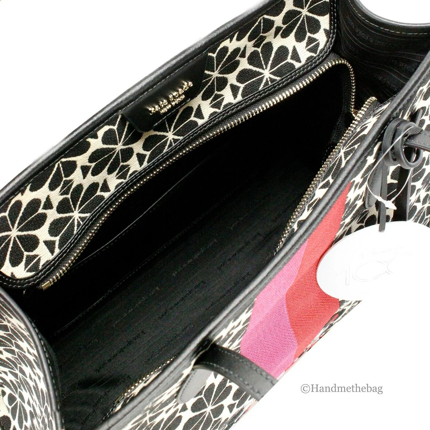 Kate Spade X Disney 100 Cream Flower Jacquard Stripe Market Medium Tote Bag