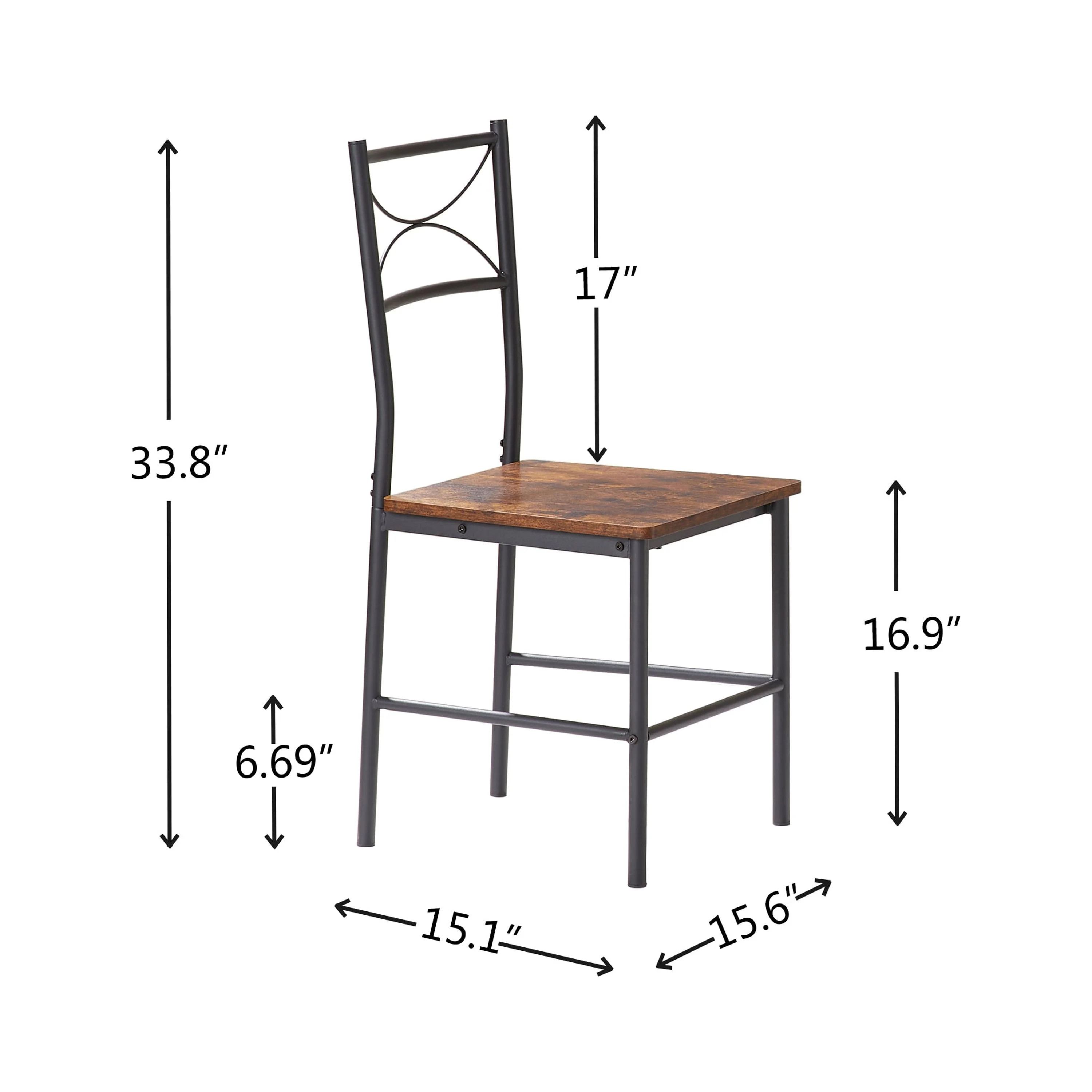 3-Piece Kitchen Dining Room Table Set Retro Brown Chair