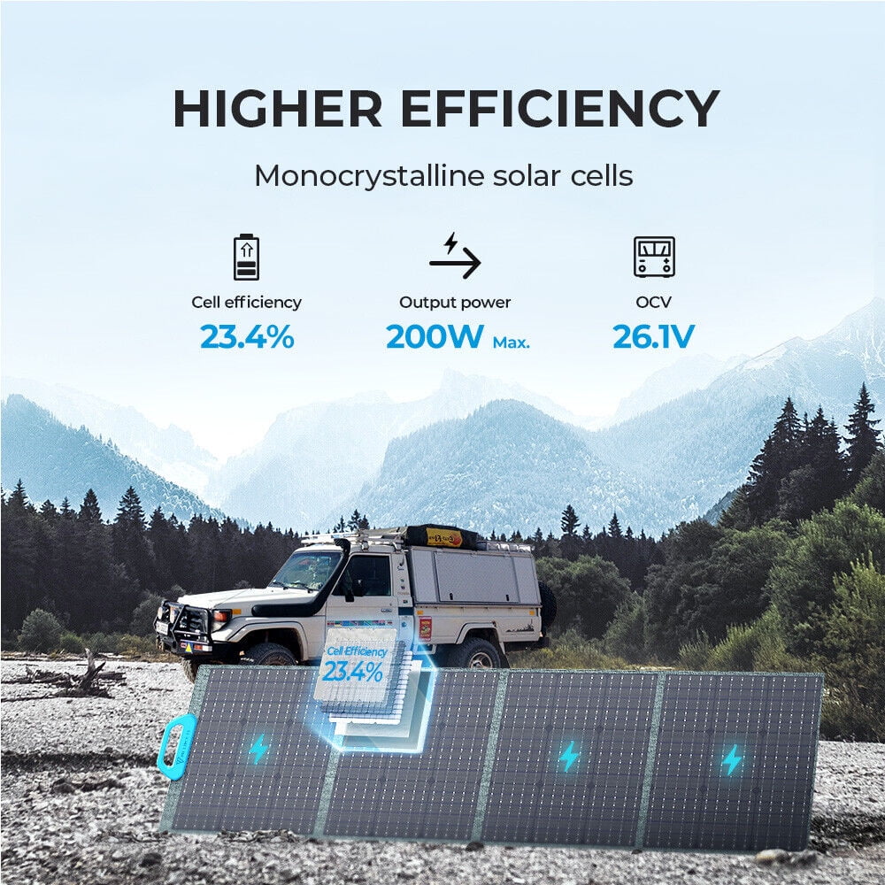 BLUETTI AC2A Portable Solar Generator and PV200 Solar Panel, 204.8Wh LiFePO4 Power Station With 300W Rated Power (600W Lifting Power) for Camping, Hiking, Home, 0-80% Recharge in 45 Mins