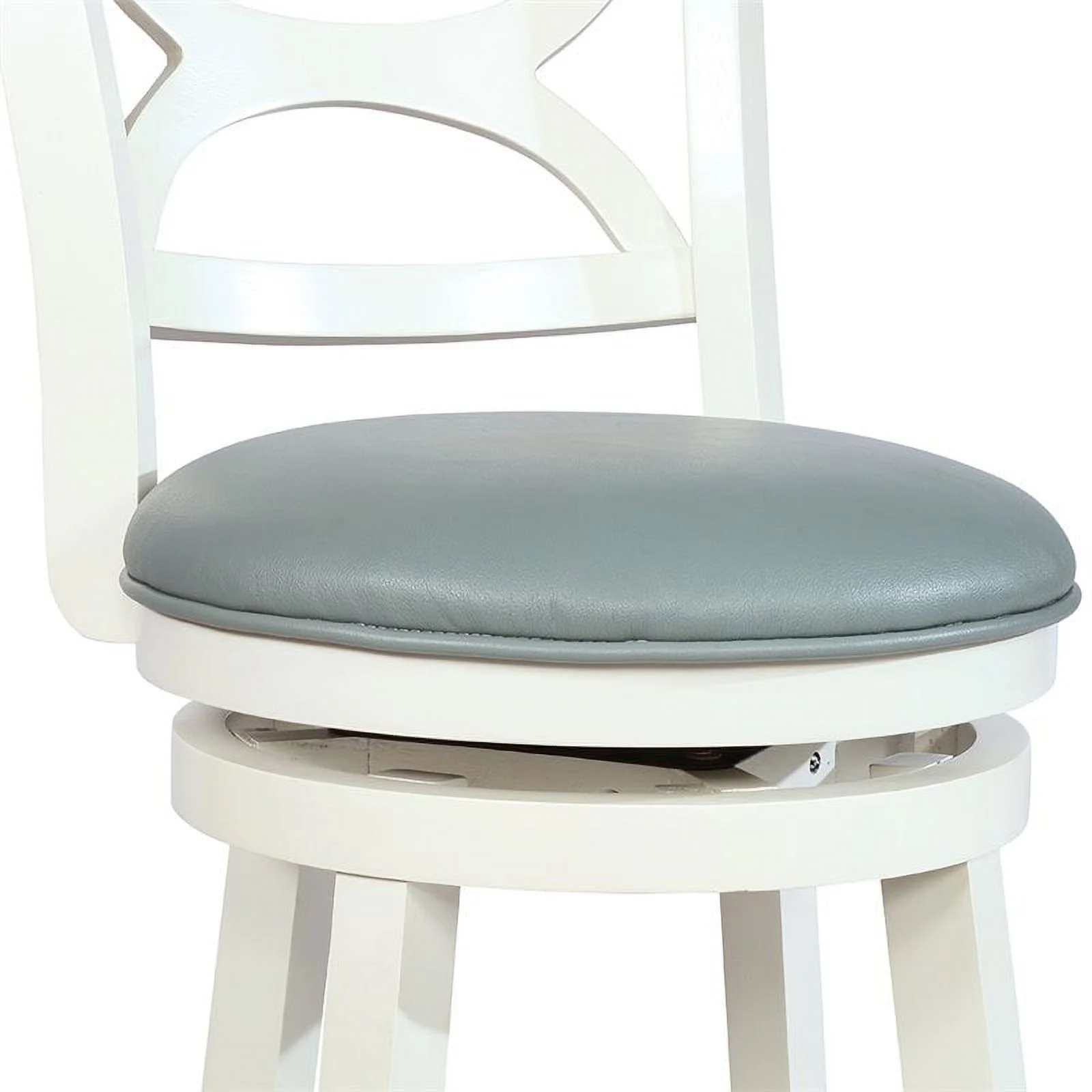 Home Square 3 Piece Swivel Wood Bar Stool Set with PU Seat in Cream