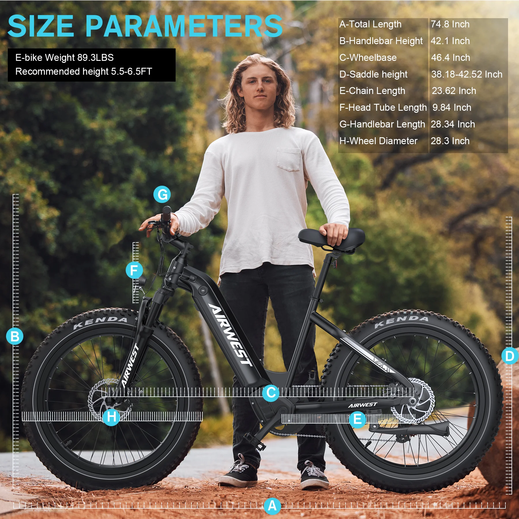 AIRWEST Electric Bike, Peak 1000W BAFANG Motor 28MPH Ebikes for Adult, 26