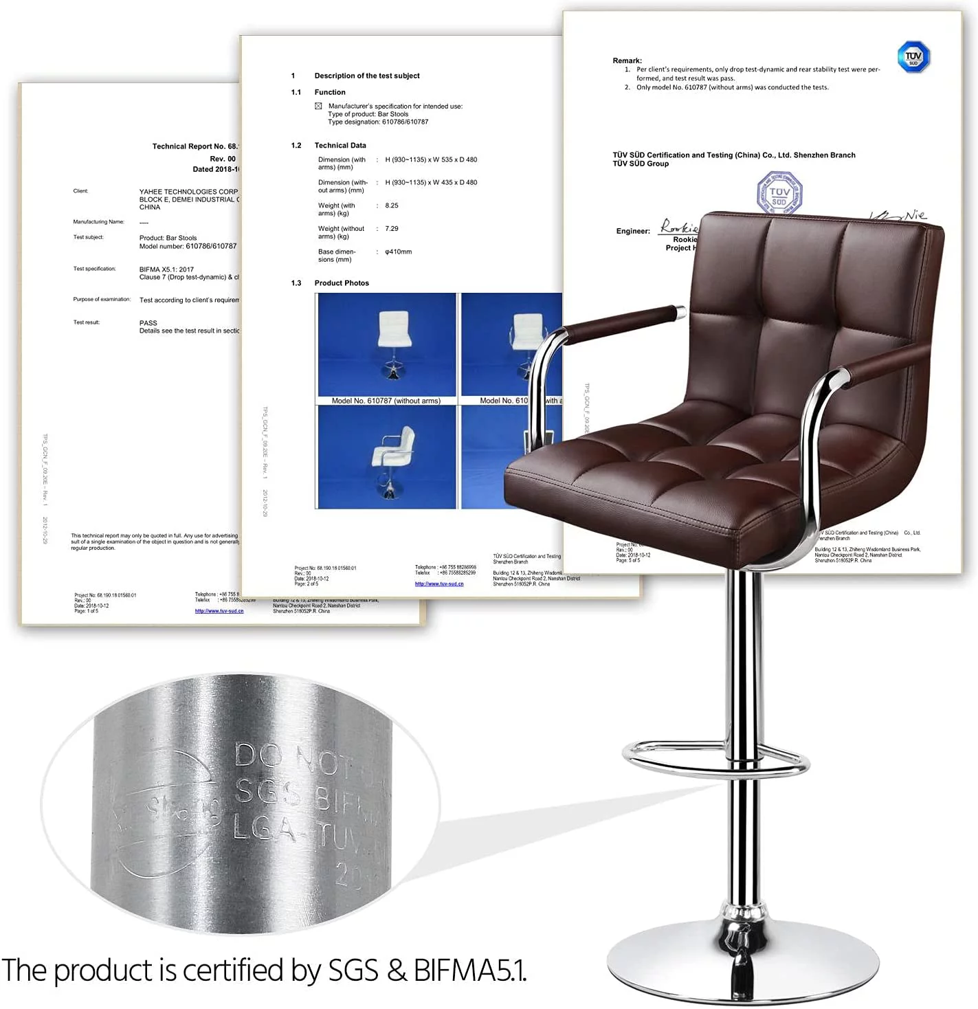 U-SHARE Tall Bar Stools Set of 2 Modern Square PU Leather Adjustable BarStools Counter Height Stools with Arms and Back Bar Chairs 360 Swivel Stool White