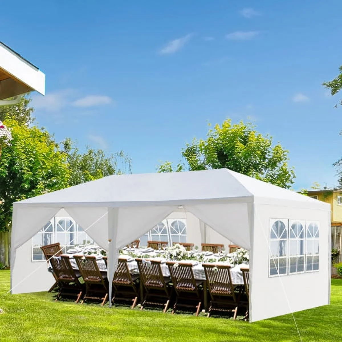 ZYJSQ 10'x20' Ez Pop up Wedding Party Tent White W/6 Sides