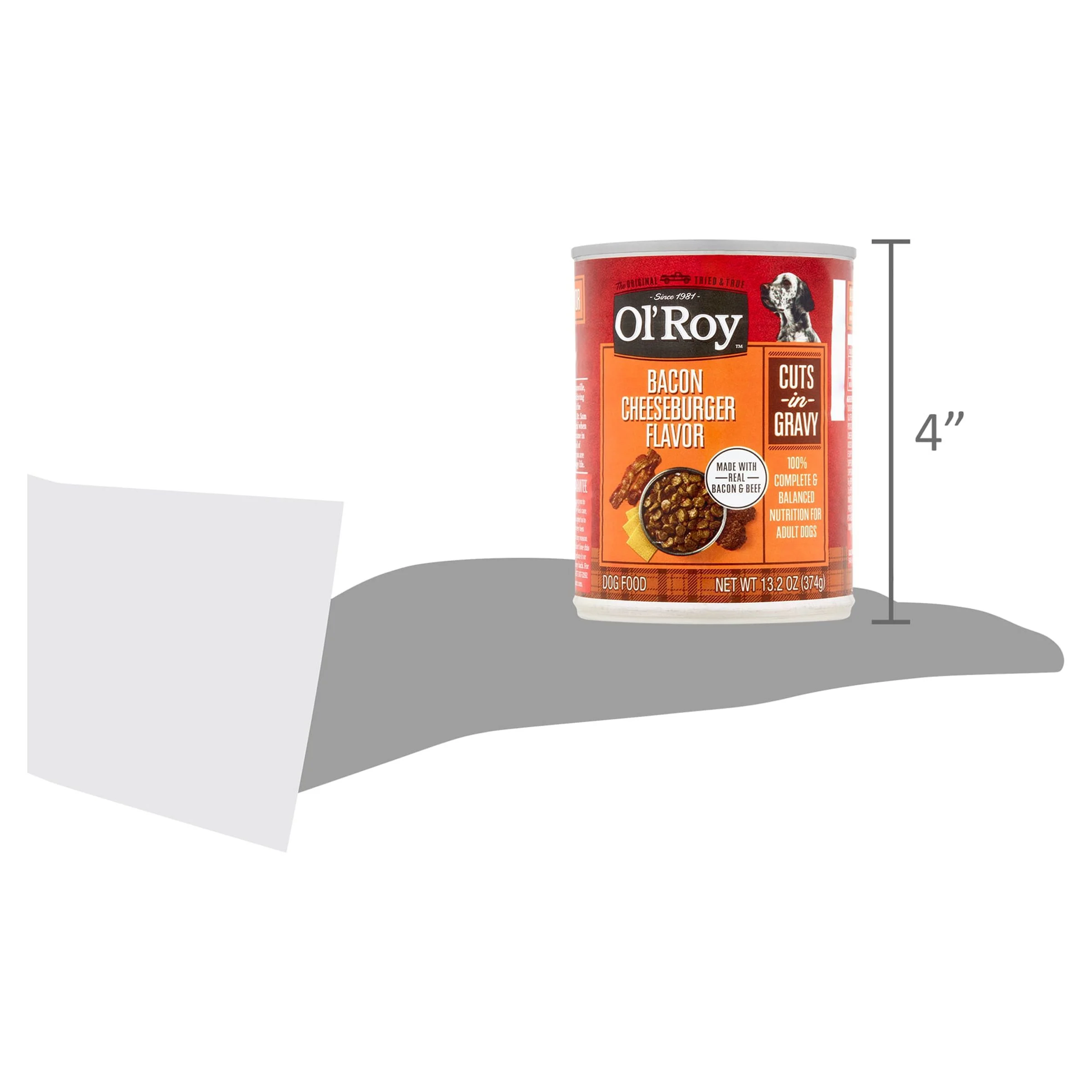 (4 pack) Ol' Roy Bacon Cheeseburger Flavor Cuts in Gravy Wet Dog Food, 13.2 oz Can