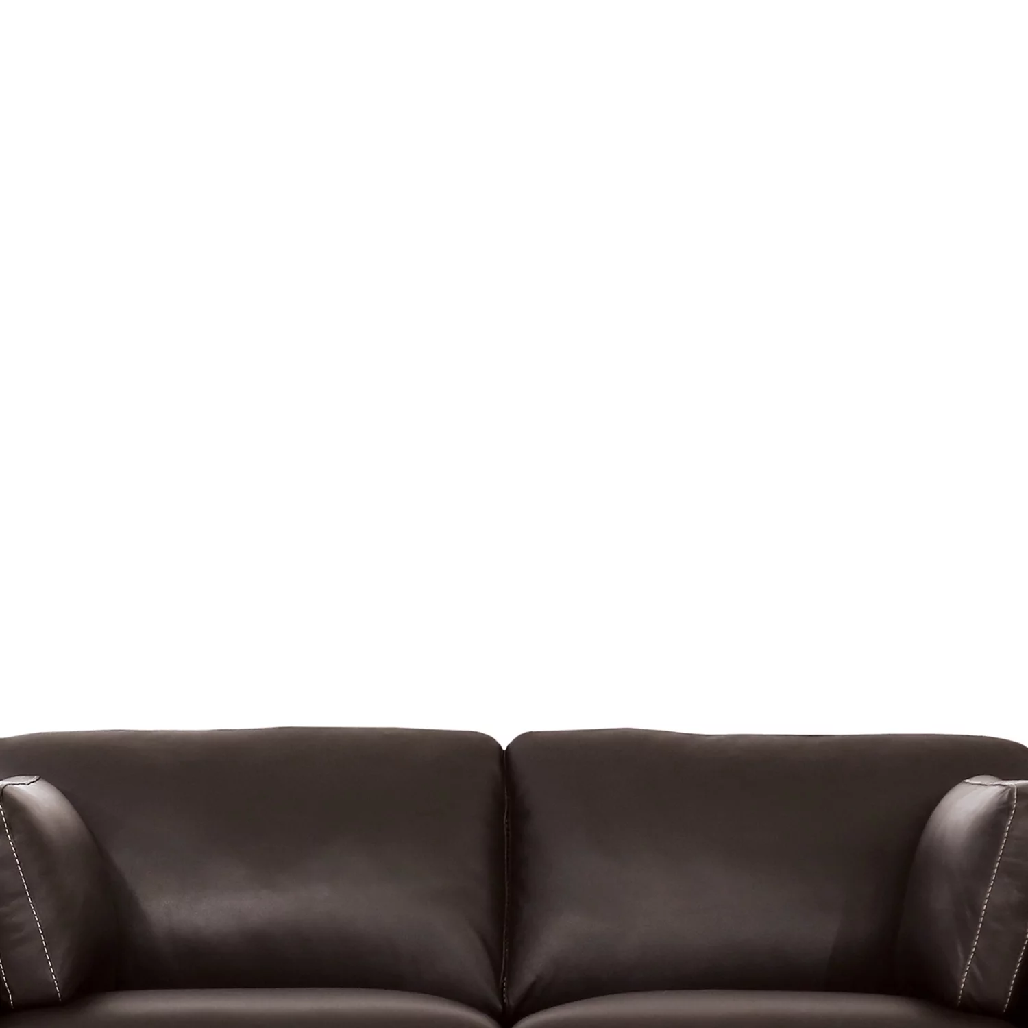 Benzara BM204383 Leatherette Loveseat with Sloped Armrests & Tapered Legs, Dark Brown