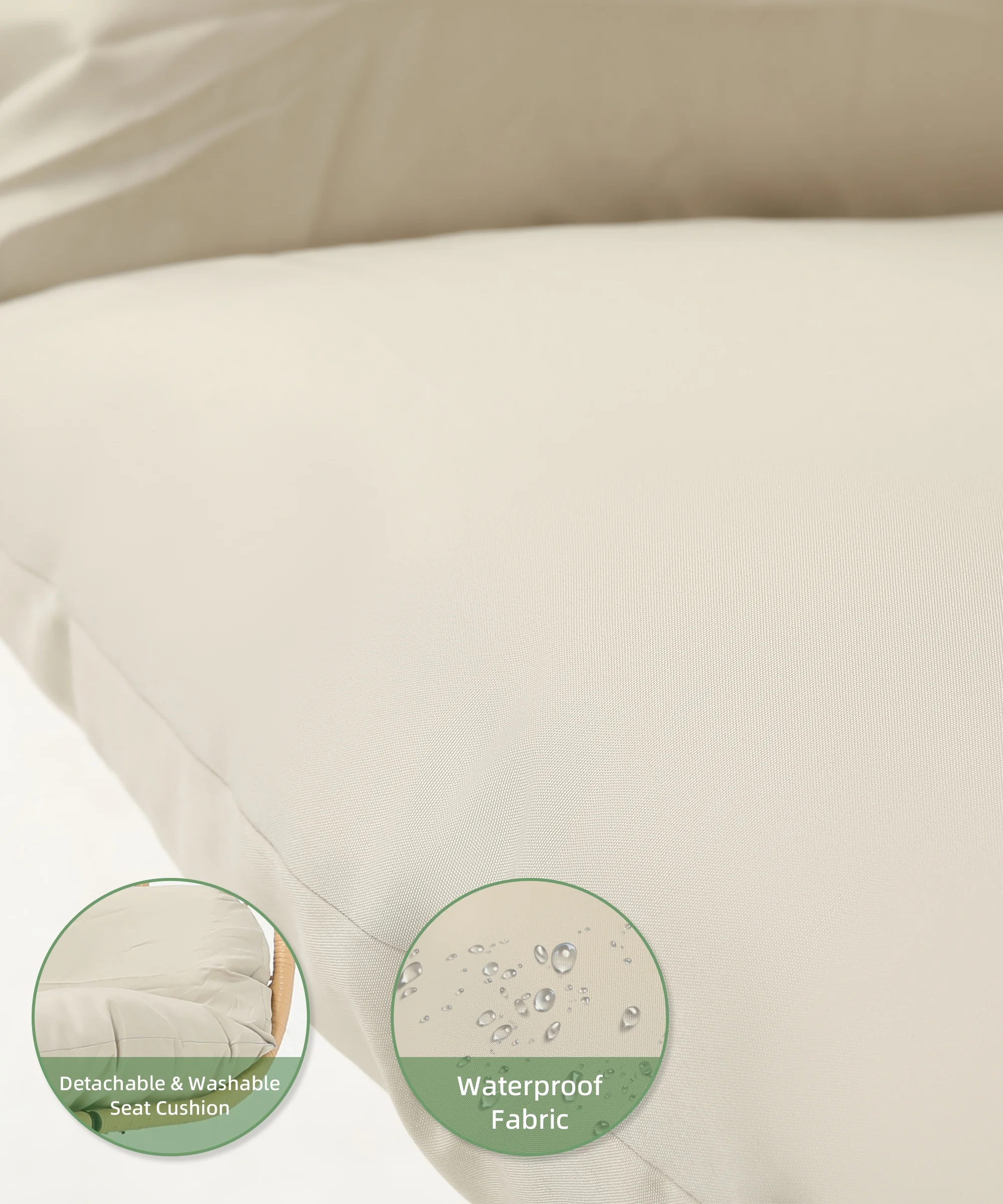 LHBcraft Indoor Outdoor Swing Egg Chair with Stand, Patio Wicker Hanging Egg Basket Chair with Soft Cushion UV Resistant 350LBS Capacity for Patio Backyard